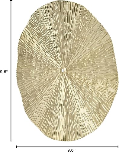 Vista 10 de Aqur2020 Decoración artística redonda para pared, círculos flotantes dorados arrugados abstractos geométricos de hierro para pared, decoración