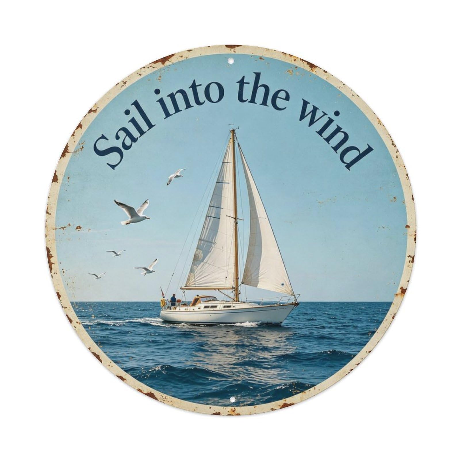 Vintage_sailboat_ocean Metal Tin Sign Plaque