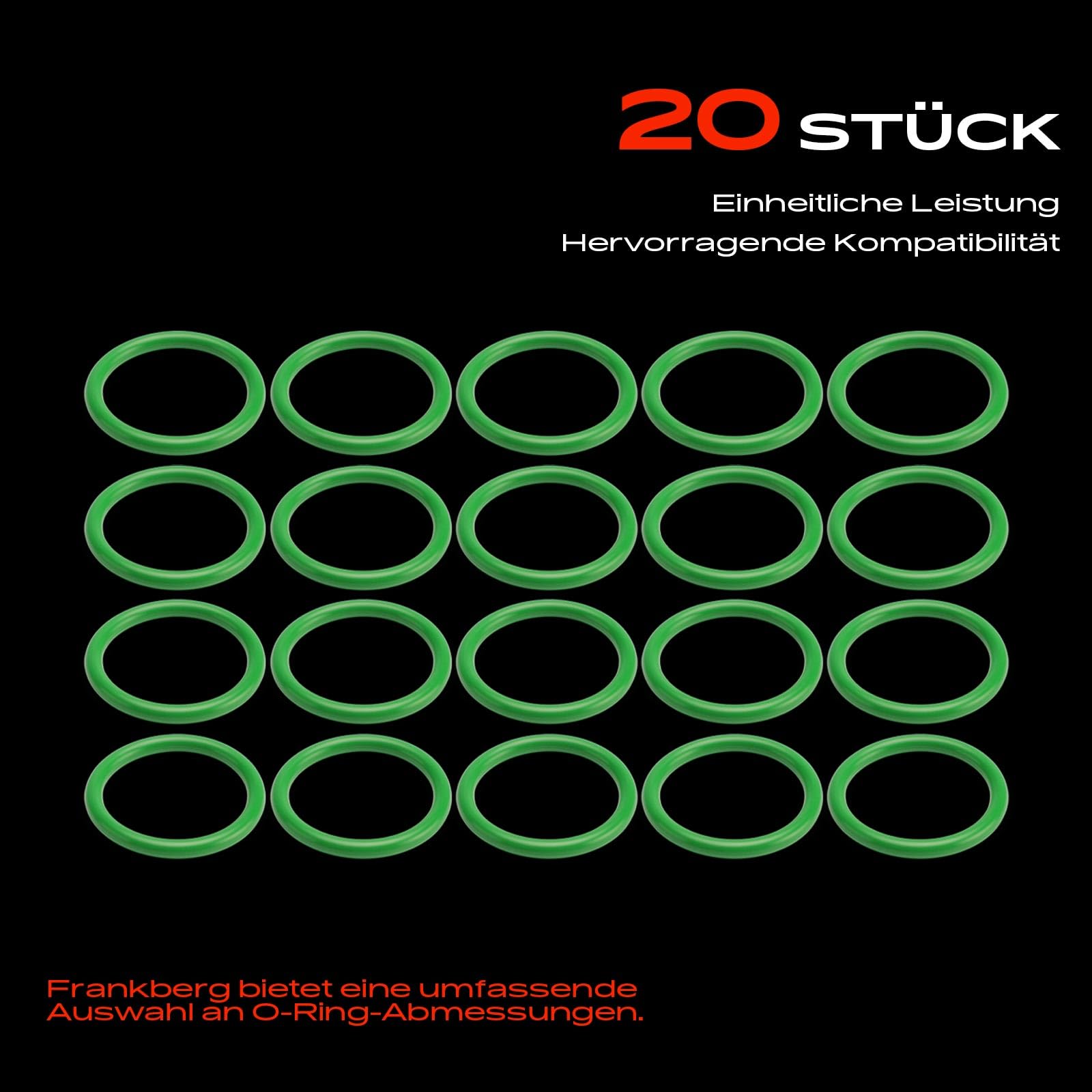 Frankberg Zestaw naprawczy do klimatyzacji, kompatybilny z uniwersalnym zestawem naprawczym systemu AC, Exact ID (69,52±0,56 mm) Exact CS(5,33±0,13 mm), HNBR 20 szt