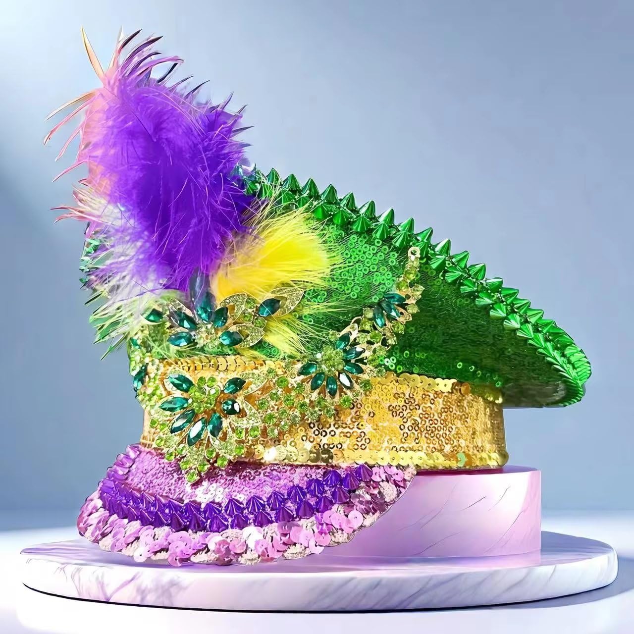 Cappello del Mardi Gras Cappello di di Carnevale Cappello Capitano di Piume Accessori per Costumi di Carnevale per Travestimenti Festival