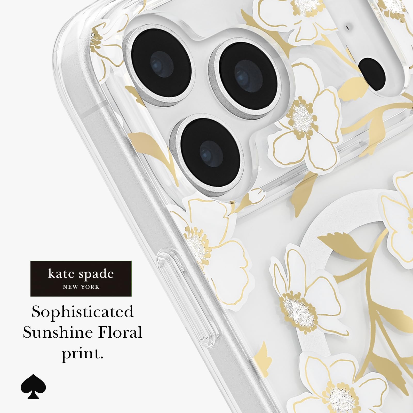 Kate Spade New York Funda para iPhone 17 Pro MAX, Compatible con MagSafe, Funda de teléfono de diseño, Gemas Florales de Sol | Compatible con MagSafe - Funda ligera de diseño para iPhone 17 Pro Max con revestimiento antiarañazos y diseño floral de sol