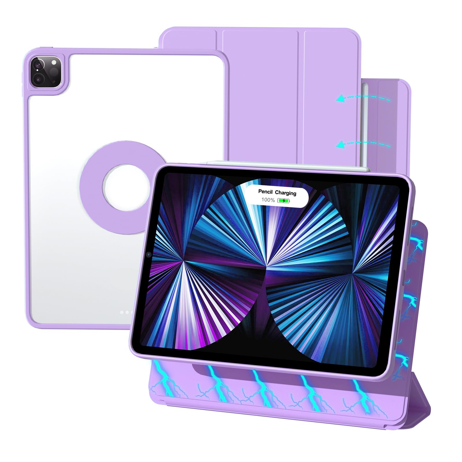 ZENLU iPad Pro 11 inch Case with Removable Magnetic Folio Cover, Premium PU Leather, Multiple Angles Stand, Pencil Slot Charging Support, Full