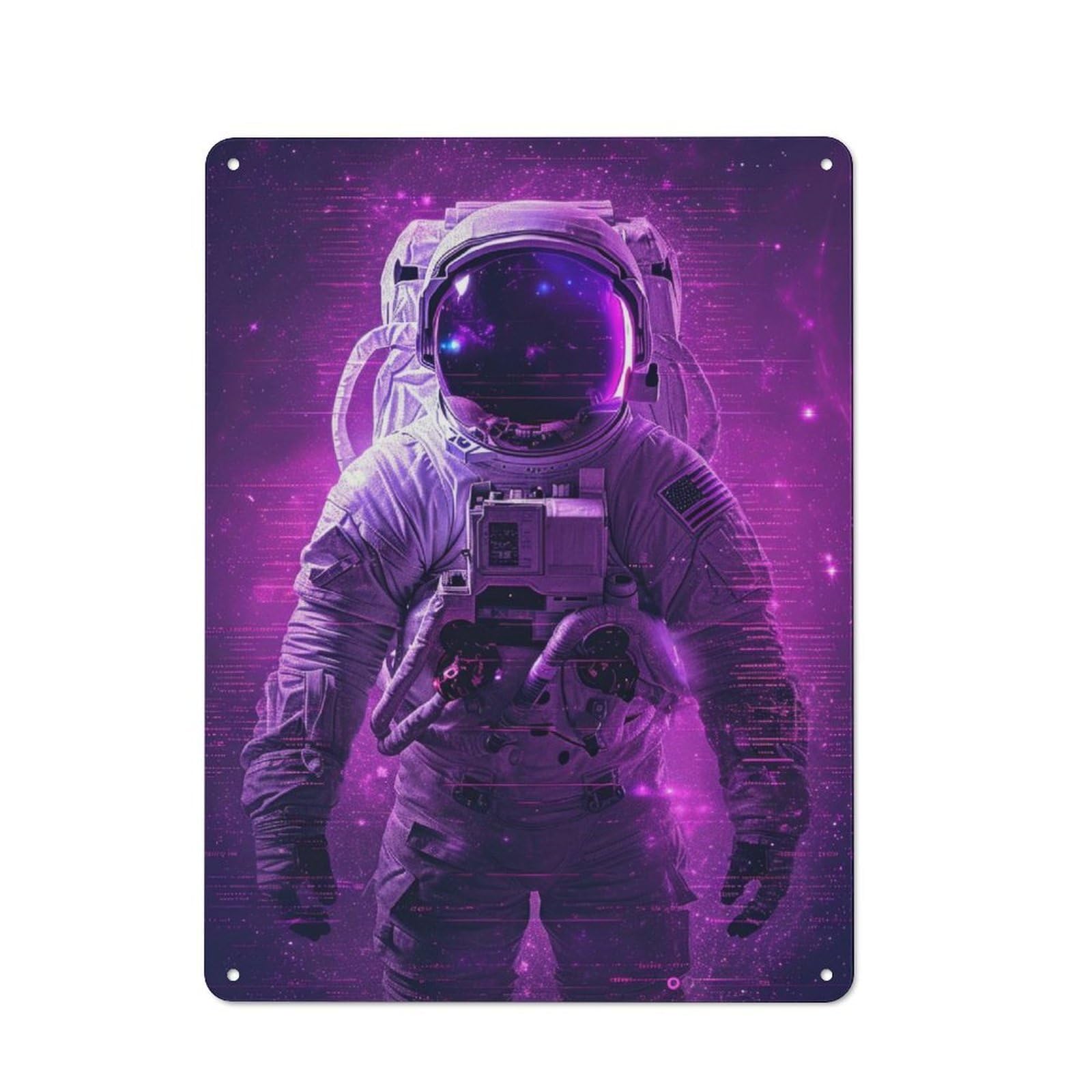 Junmoney Astronaut Cosmic Glitch Everyday Metal Gift Sign 40X30cm, Room Wall Plaque For Home, Shop, Pub Or Studio Wall