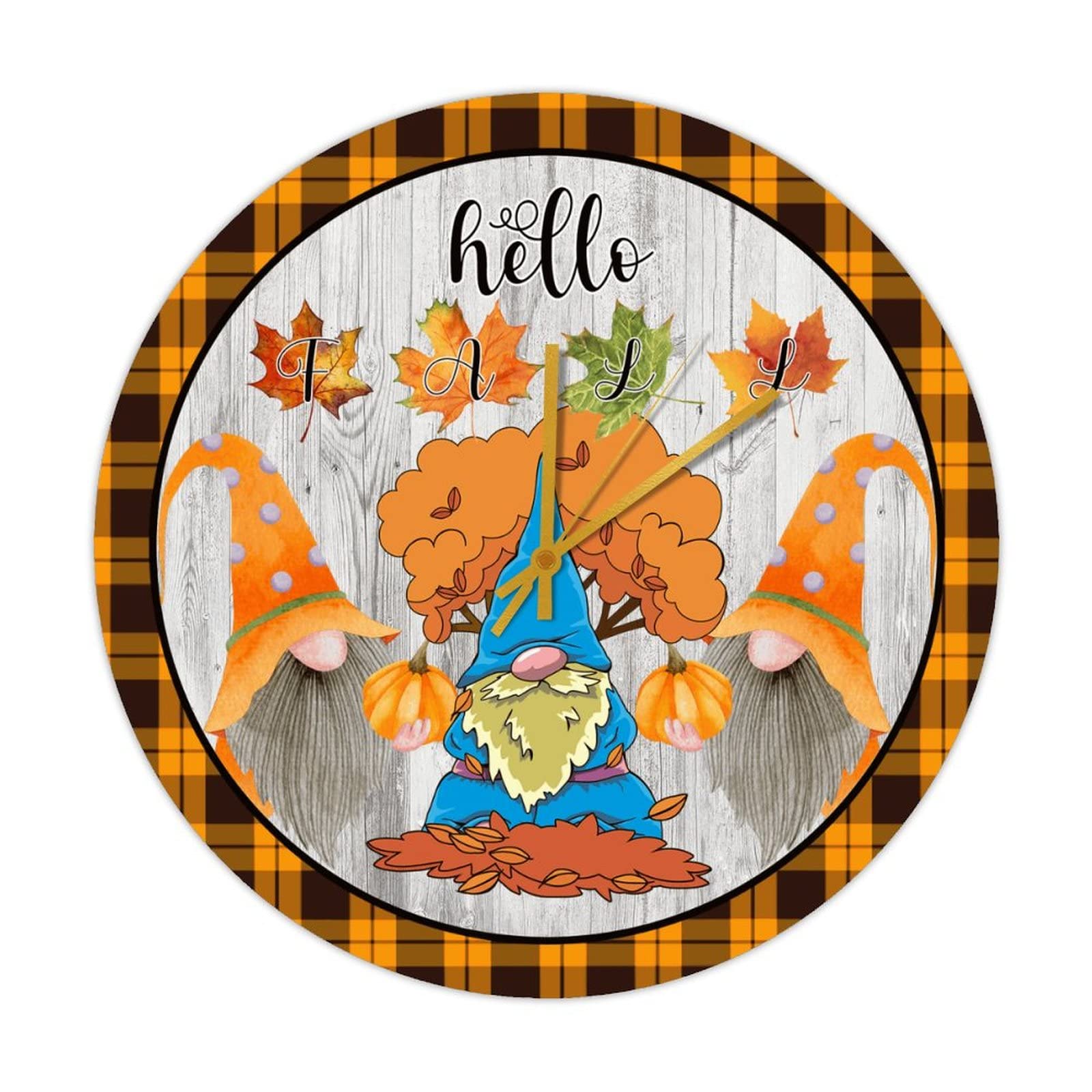 Horloge murale ronde en bois pour salon rustique et décoration d'automne
