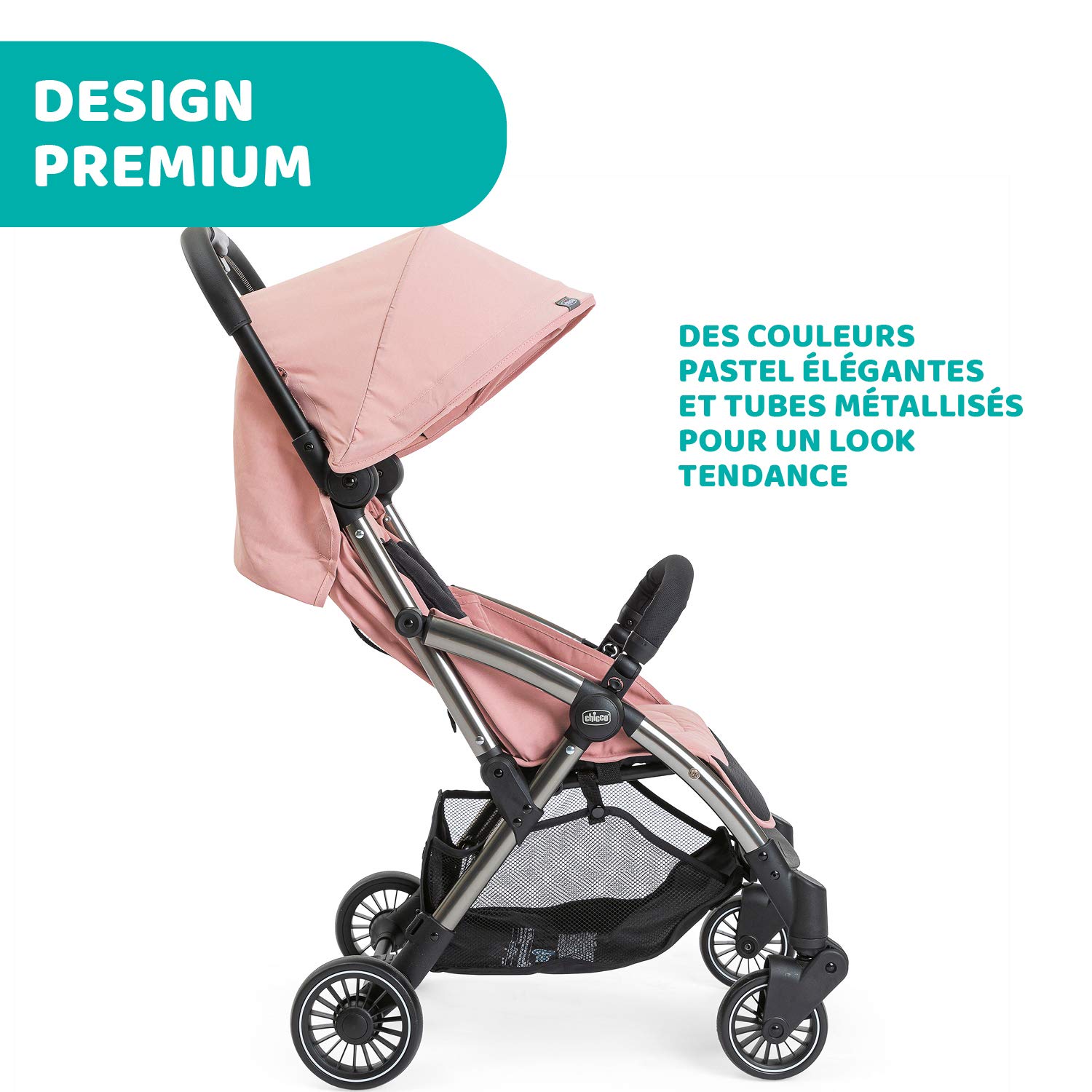 Chicco Cheerio Poussette Canne Bébé Compacte de 0 à 15 kg, Ultra Légère, Pliable et Inclinable avec Position Sommeil, Fermeture Automatique, Pare-soleil et Habillage Pluie, Blossom