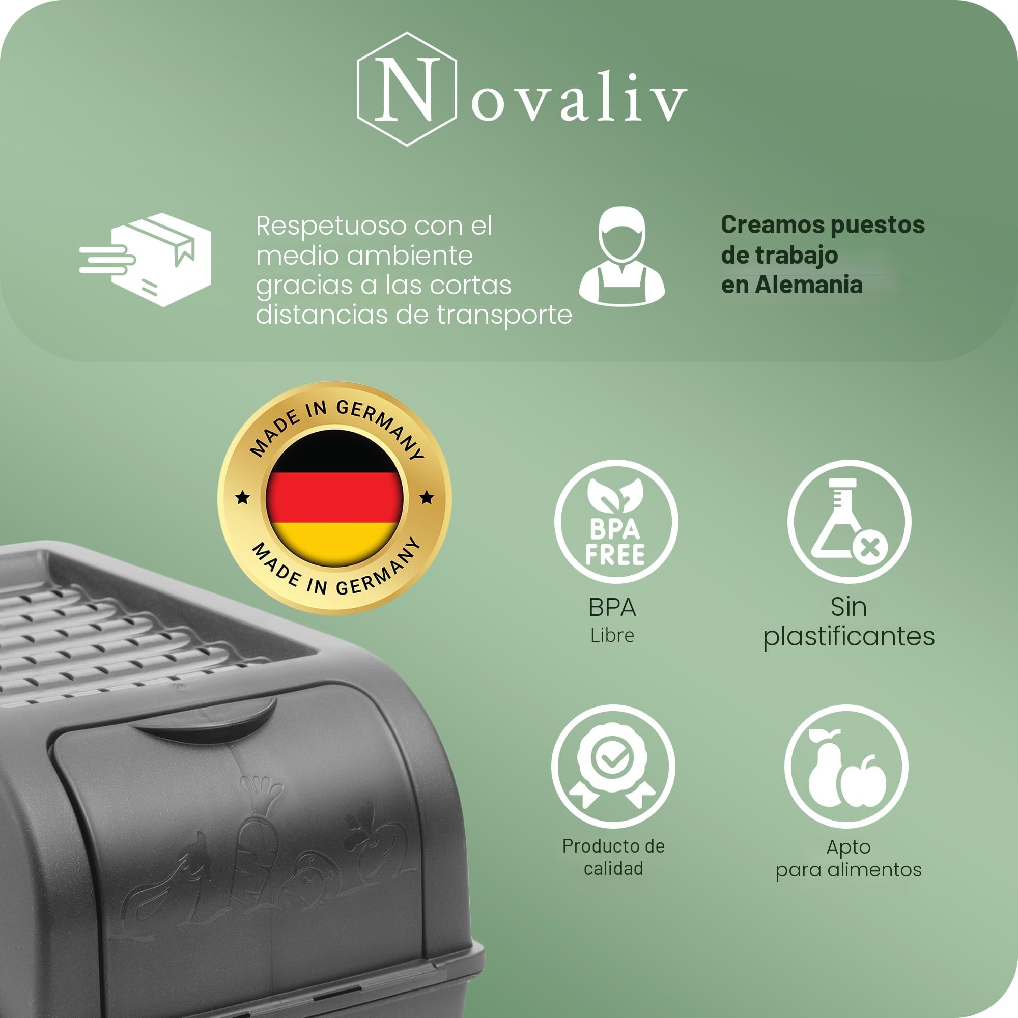 Novaliv Caja de almacenamiento apilable, 2 x 5 L, gris antracita - Recipiente para patatas, cebollas, verduras y frutas