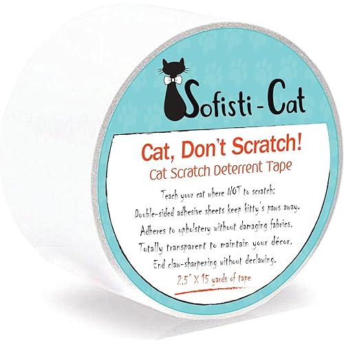 Sofisti-Cat Training Tape, Cat Tape for Furniture, Cat Scratch Deterrent for Furniture, Keep Cats from Scratching Furniture with Our Double -Sided Tape Cat Repellent