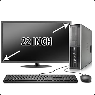 HP Elite Desktop Computer - Windows 10 Pro, Intel Quad Core i5 3.2GHz, 8GB RAM, 500GB HDD, 22-inch LCD Monitor, Keyboard, Mouse, WiFi, Compatible with Microsoft Authorized Refurbished PC (Renewed)