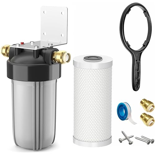4-Stage Whole House Salt-Free Water Softener Alternative, Scale Prevention Water Filter with 3/4" Metal Ports, Compact 25K Gallons Capacity for Chlorine, Iron, Manganese, Sediment, Taste & Odor