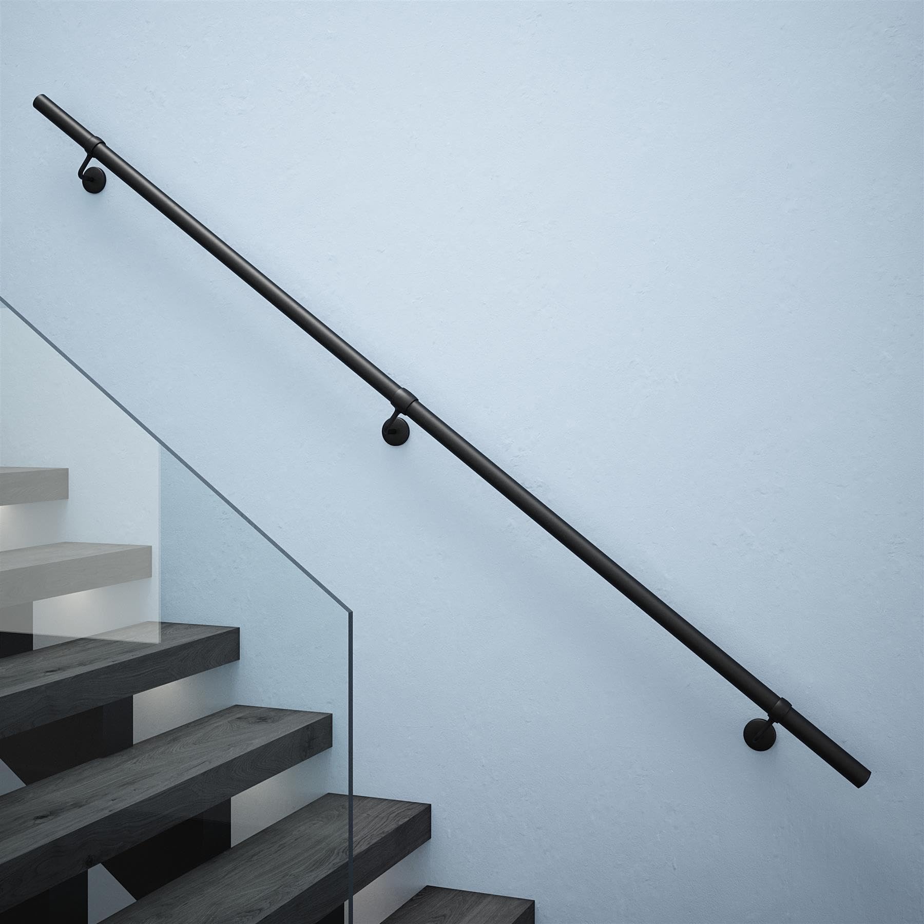 Rothley Matt Black Stair Hand Rail Kit 2.4M from B&Q