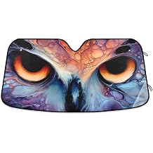 Car Windshield Sunshade Owl Portrait Print, Foldable Aluminum Foil Heat Shield for UV Protection for Sedans/SUVs/Trucks Easy Install and Storage Large