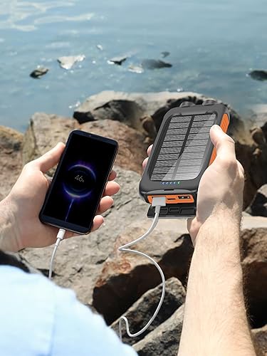 Miniatura 9 de Cargador solar de 38800 mAh, impermeable, portátil, con linterna LED, batería externa de carga rápida USB C, compatible con exteriores, campamento,