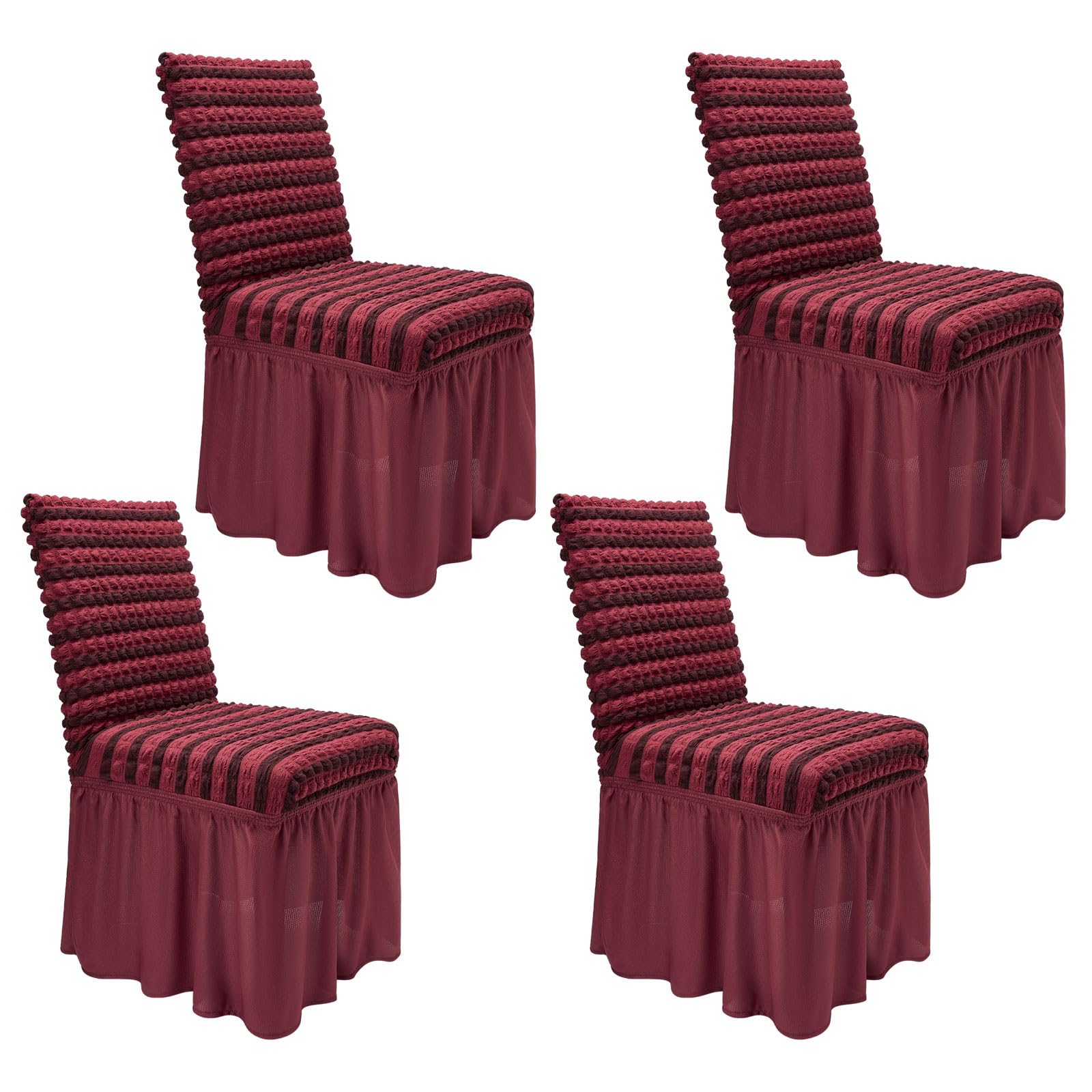 NICEEC High Stretch Chair Covers for Dining Chairs Covers Set of 4 Removable Dining Room Chair Covers with Skirt Spandex Parson Chair Slipcovers for