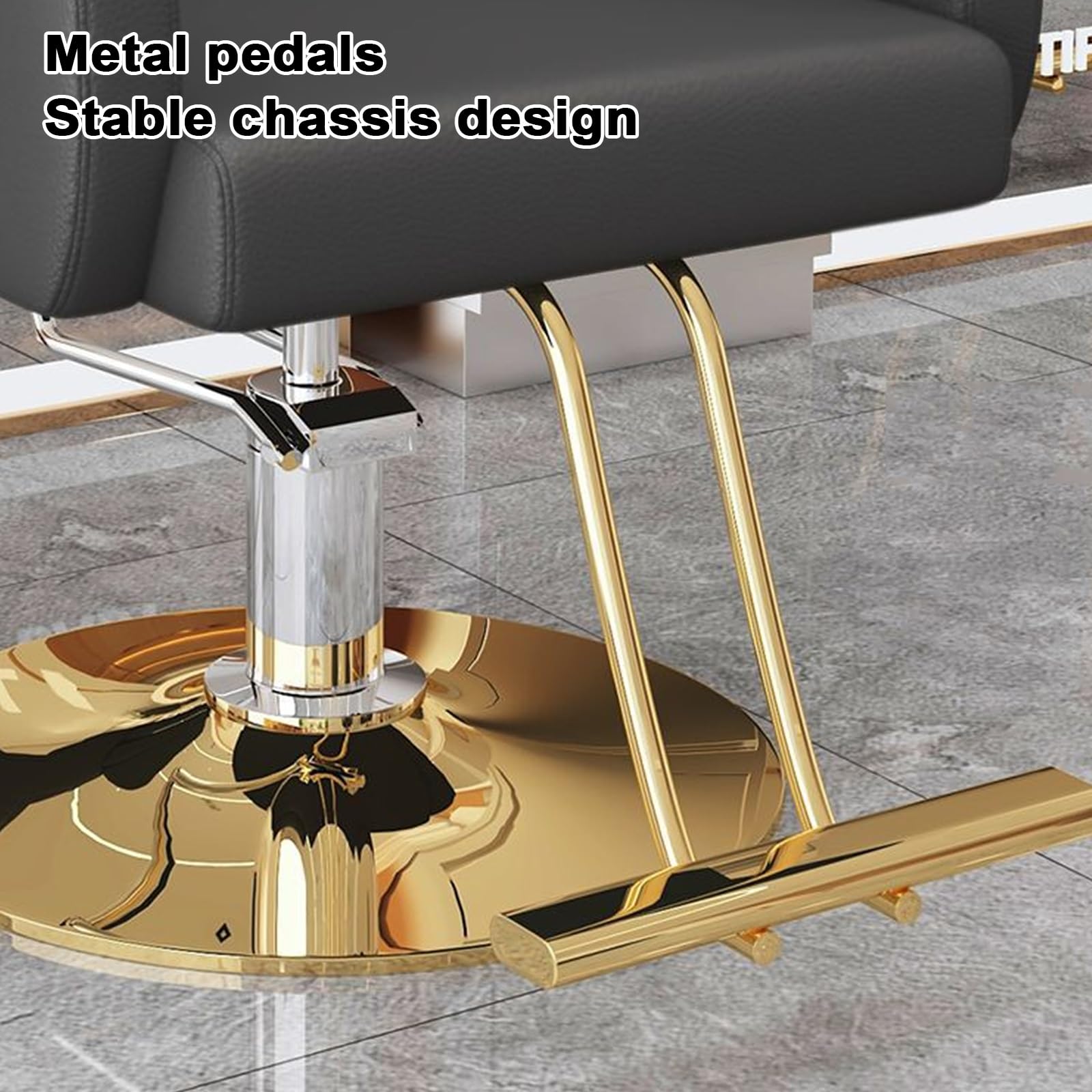 Sillas de barbero, Silla de barbero ergonómica para el hogar y la barbería, Altura Ajustable, Silla giratoria de Cuero para estilistas, Base y reposapiés de Acero Inoxidable (Beige)