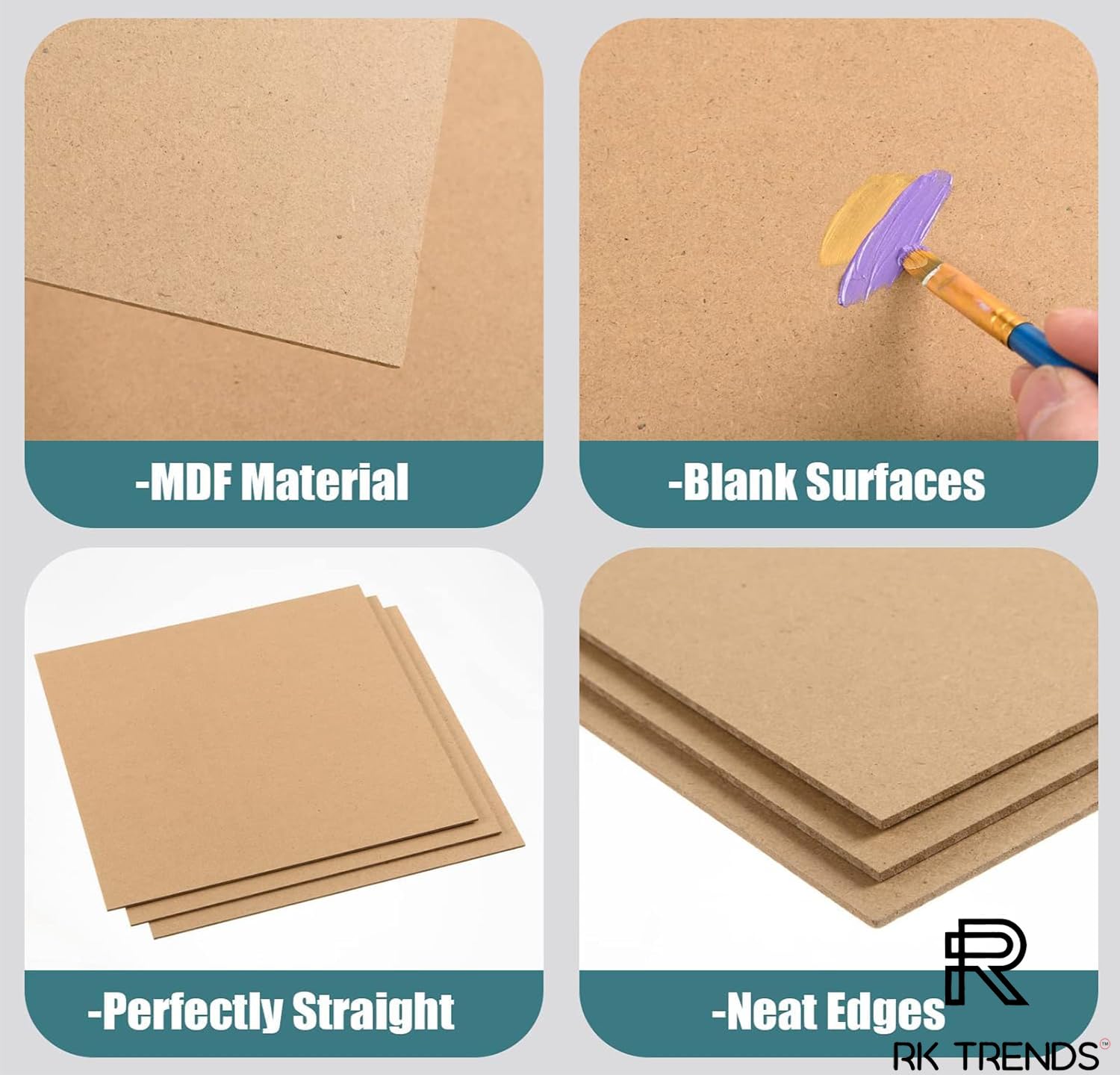 SKYVILLA MDF Boards 3.4mm- Pack of 6 (9x12)| Durable Wood Sheets for DIY, Art Craft, Painting,Resin,Decoupage Mandala Pyrography | Smooth Finish | Ideal for Creative Projects 3