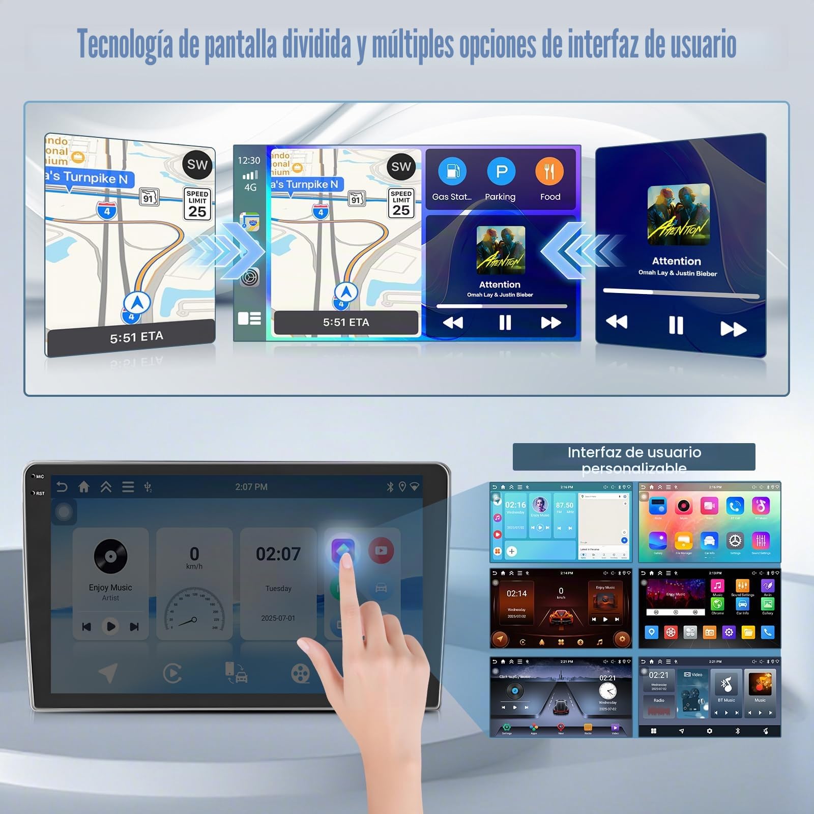 Roinvou 4+128G Radio Android para Peugeot 307 2002-2013 Wireless Carplay Android Auto, 9 Pulgadas Incell Pantalla Táctil Estéreo Radio con GPS Bluetooth EQ WiFi RDS FM SWC Cámara Trasera