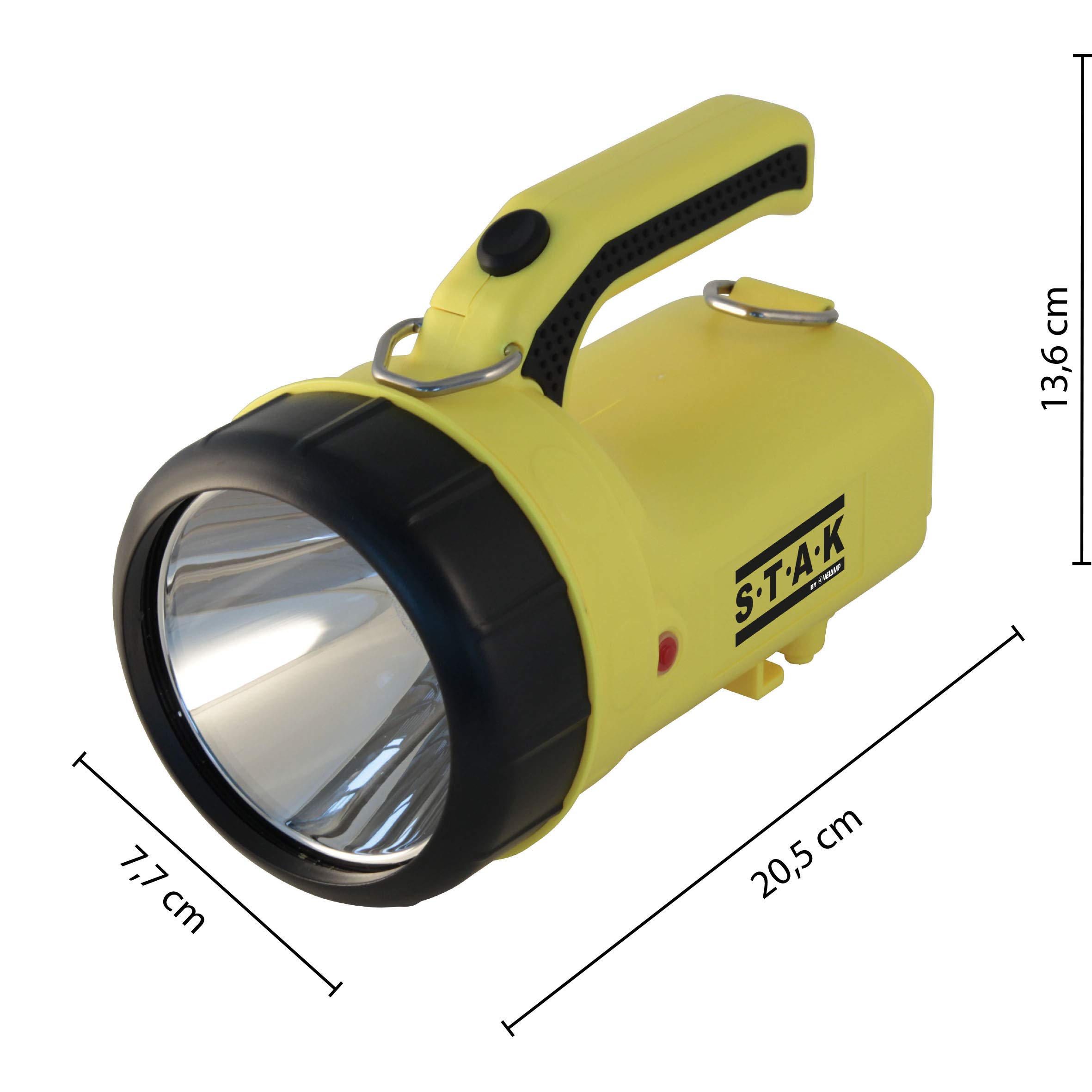 Stak - Faro LED ATEX Ricaricabile - Portata 300m, Impermeabile IP64, Autonomia 16h, Con base di ricarica ed adattatore 200V – Ideale come luce professionale in contesti industriali
