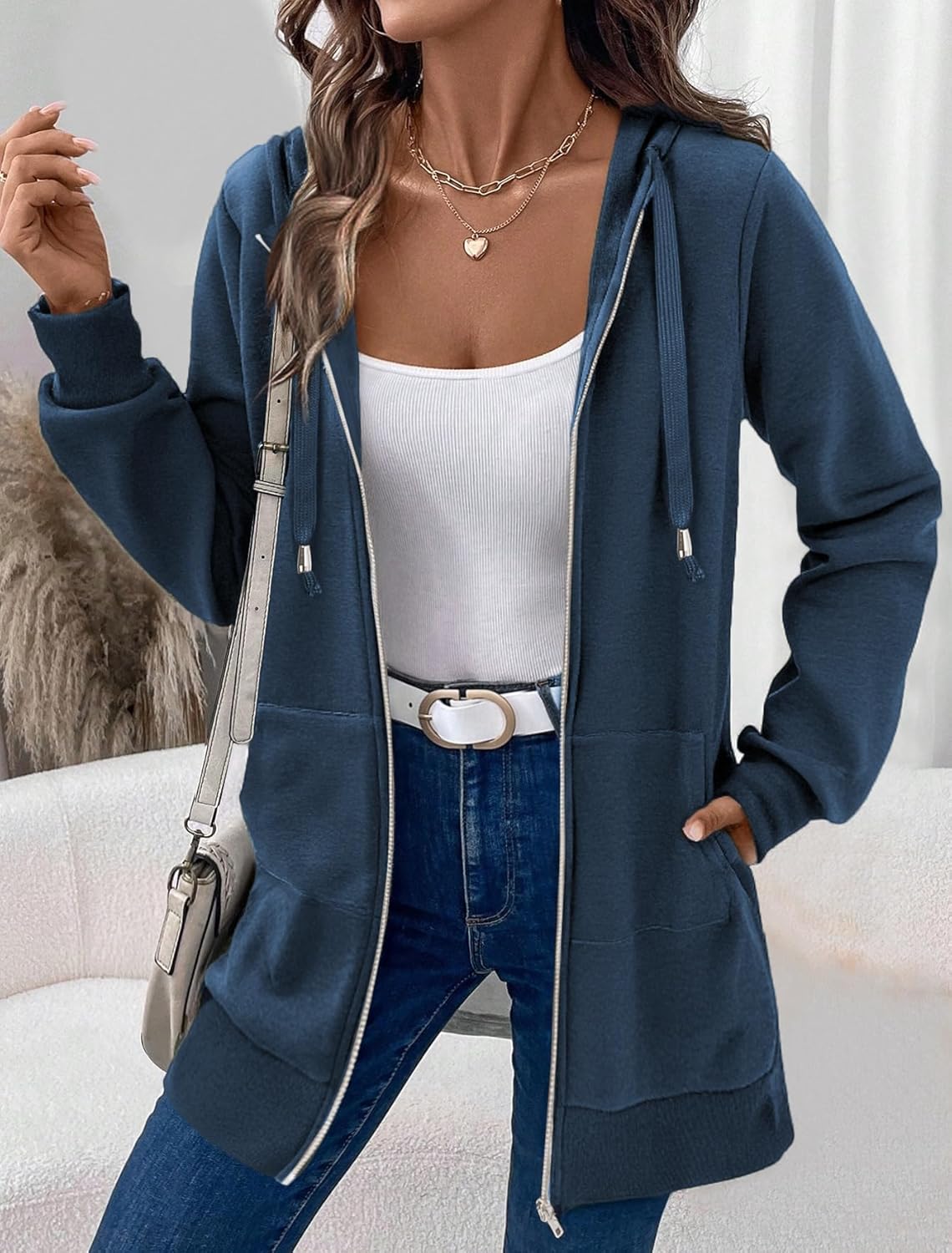 Zeagoo Women's Zip Up Hoodies Long Tunic Sweatshirts Oversized Fleece Casual Long Sleeve 2026 Fall Hoodie Jacket Coat