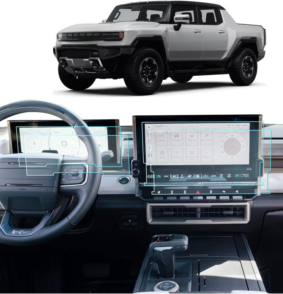 (4PCS) 2025 2026 Chevy tahoe suburban Screen Protector For tahoe suburban (LT/RST/Z71/Premier/High Country) 17.7" Navi + 11" Dash Touchscreen Cover, 2025 tahoe suburban Accessories HD Transparent Nano Film