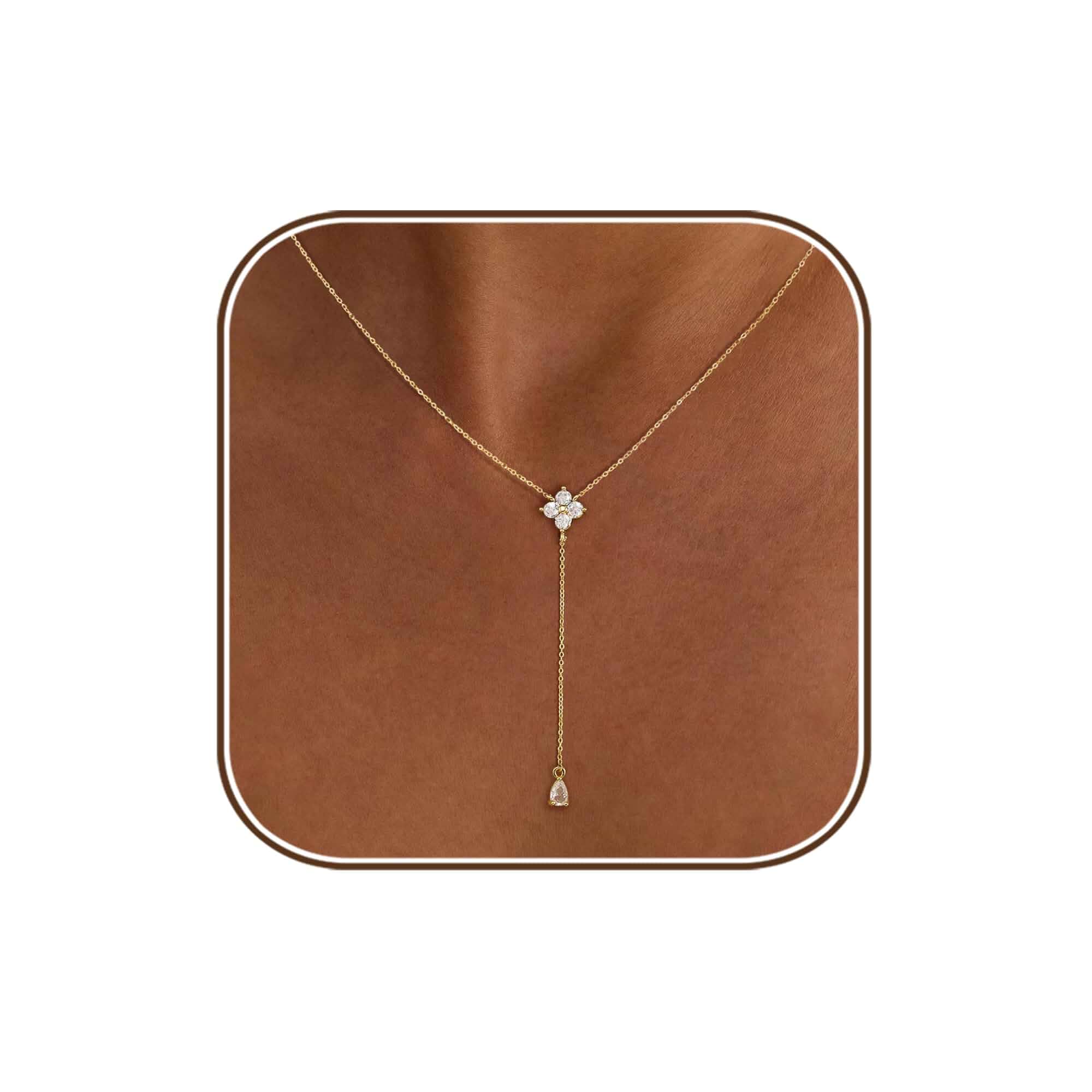 Gold Necklaces for Women:14k Plated Dainty Long Lariat Necklace Long Necklaces for Women Trendy Dainty Lariat Y Shape Necklace Simple Gold Chain Non Tranish Jewelry Cute Summer Accessories