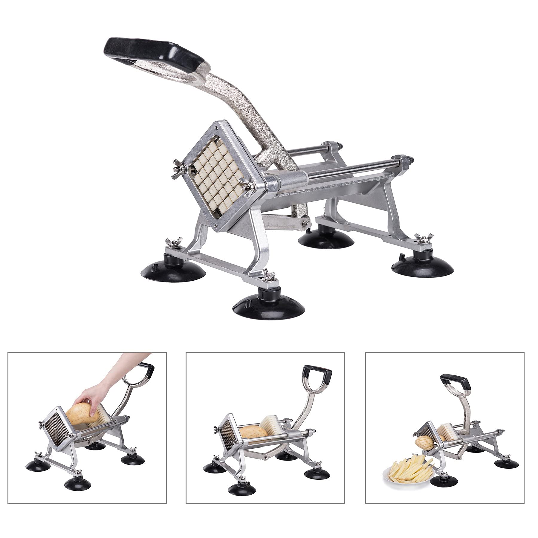 Buy COZ Commercial Grade Aluminum Alloy Heavy Duty French Fry Cutter & Slicer with Suction Feet
