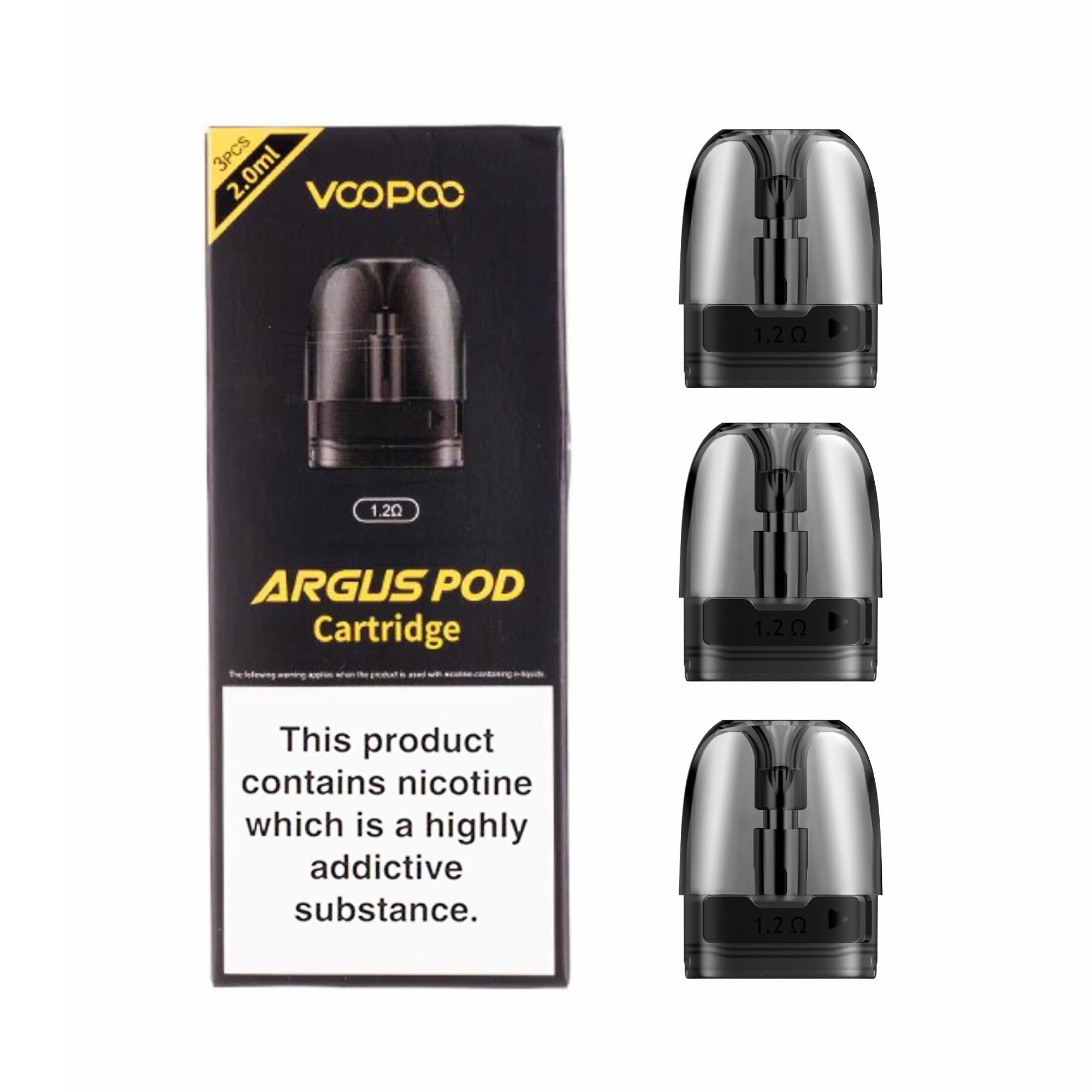 VOOPOOARGUS Top Fill Cartridge 3 Pack Leak-Proof, TPD Version 2ml Capacity No Nicotine No Liquid (1.0 ohm)