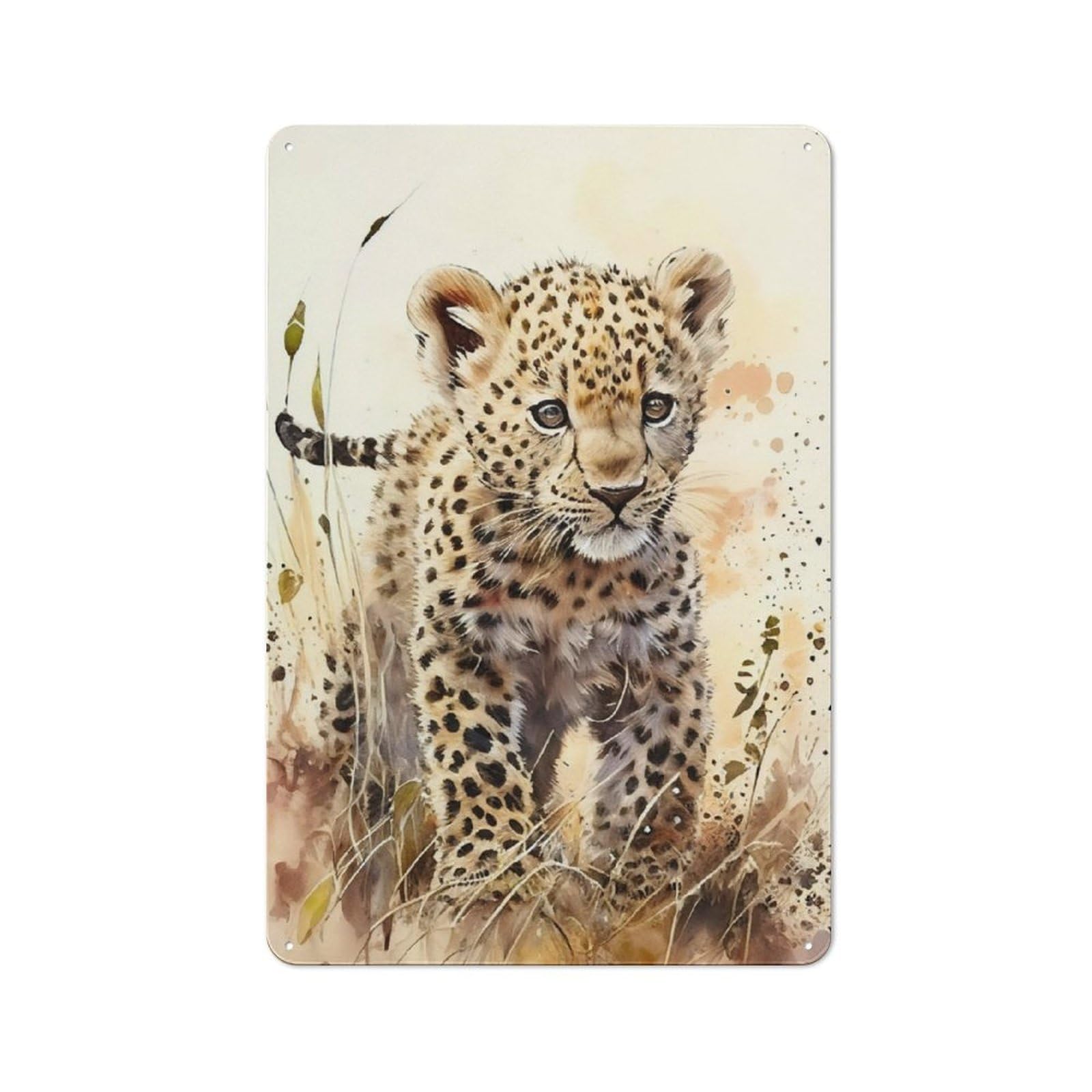 Farmhouse Leopard Country Metal Sign 30x20cm, Cottage Wall Art for Farmhouse Kitchen, Pantry Or Dining Area