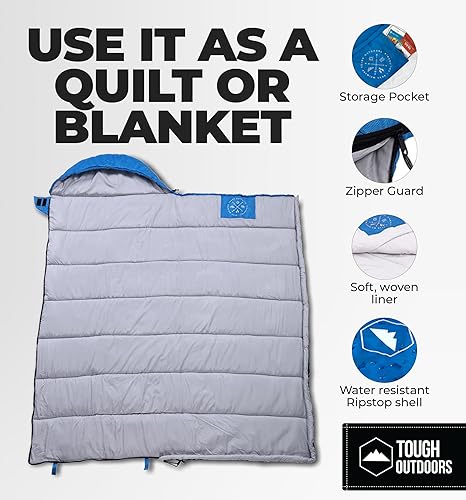 Miniatura 6 de Saco de dormir extra grande para todas las estaciones saco de dormir para adultos y saco de dormir de campamento para clima frío y verano saco de