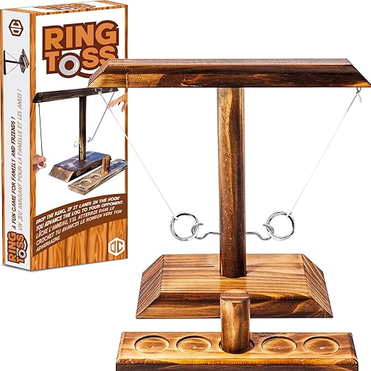 Ring Toss® Game Jeu d'Adresse en Bois Qualité Premium Lancer d