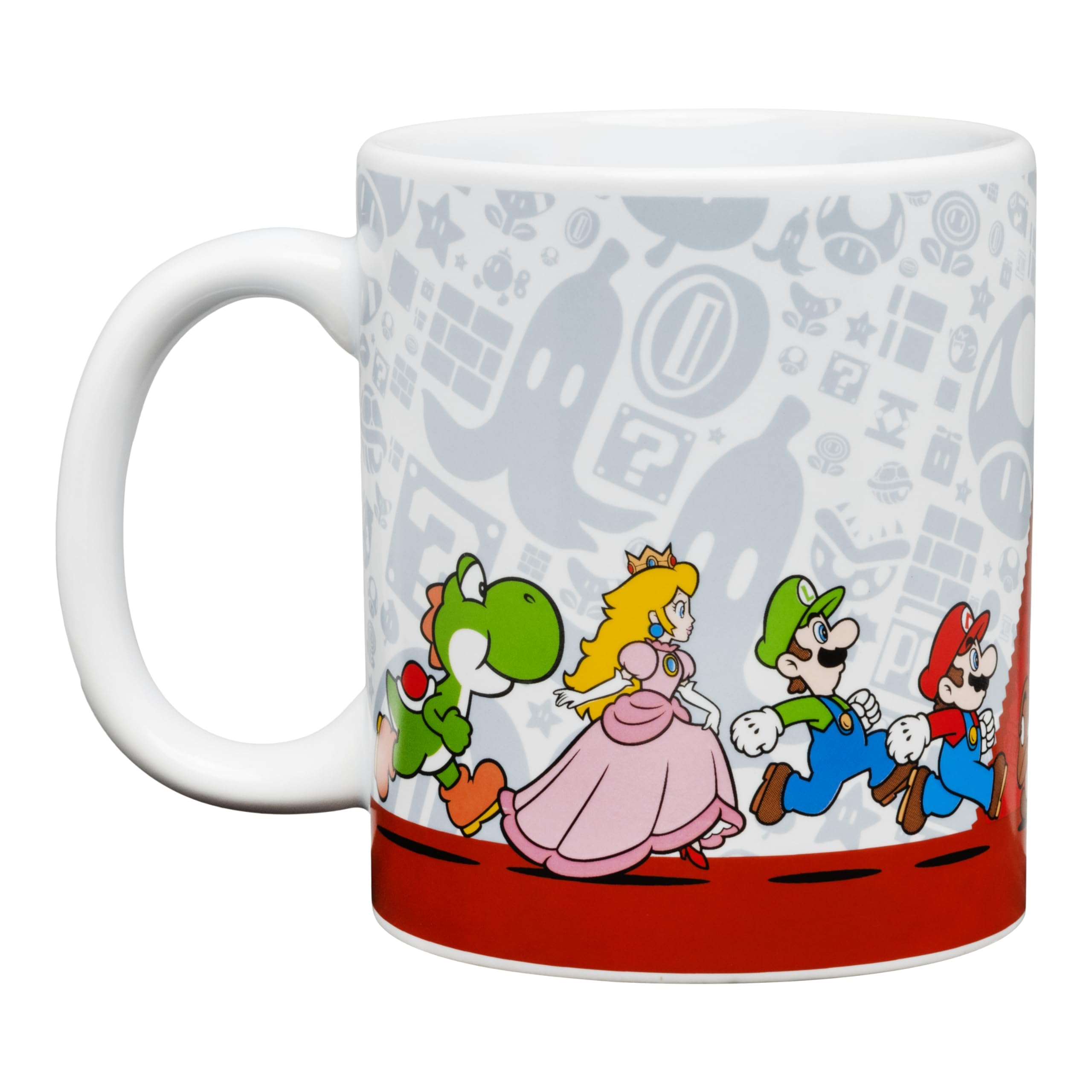 Super Mario Bros Official Licensed Nintendo Coffee Mug, Nostalgic Gamer Icon Gift for Luigi, Yoshi and Princess Peach Collectors 10oz Novelty Pop Culture Teacup by Paladone
