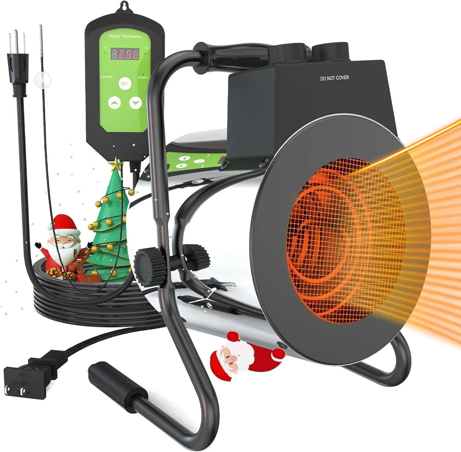 AOBMAXET Electric Greenhouse Heater with Digital Thermostat