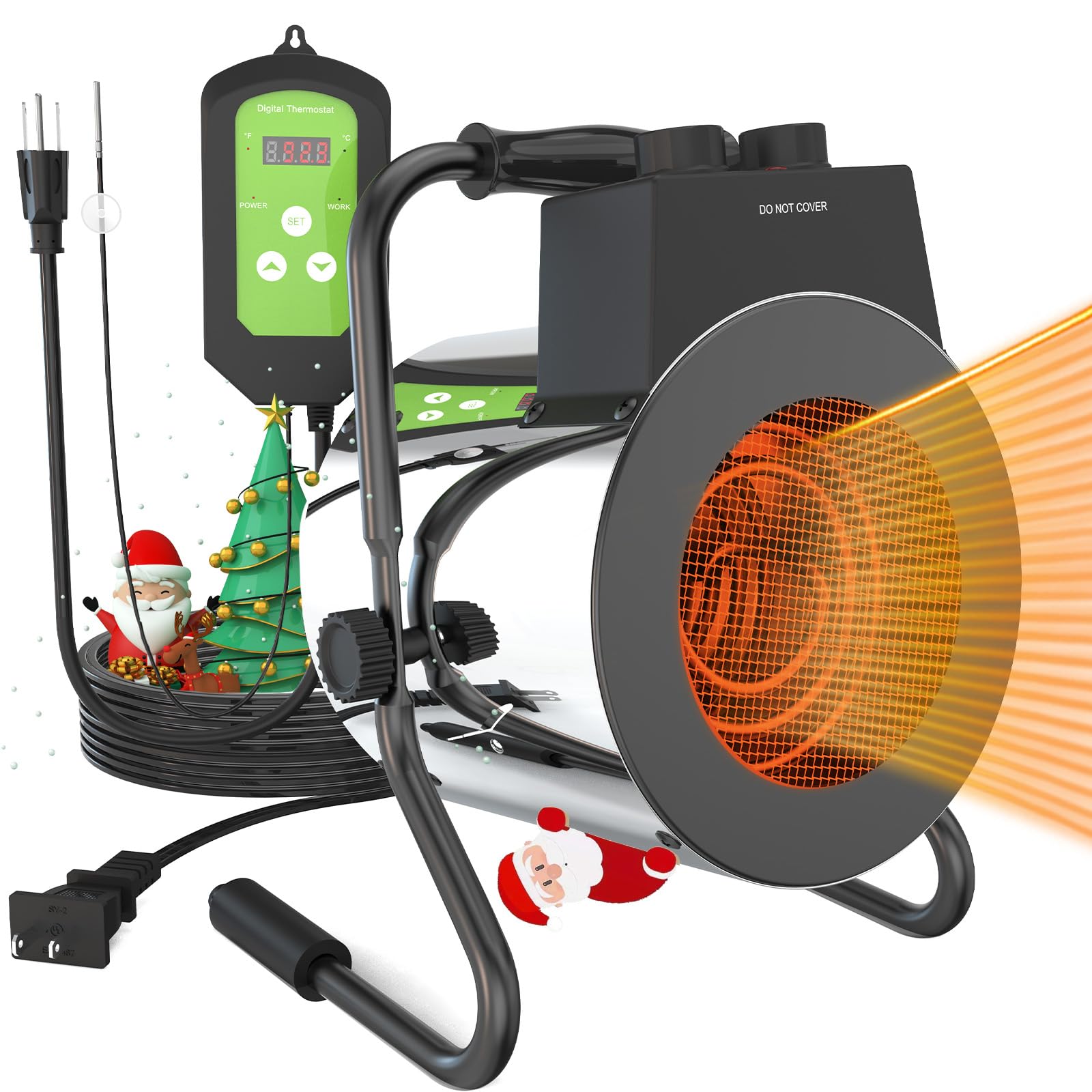 AOBMAXET Electric Greenhouse Heater with Digital Thermostat Controller