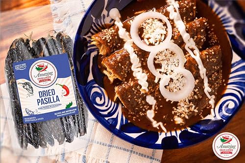 Miniatura 6 de Pasilla Chiles Secos 1LB (16oz) - Grapa en la cocina mexicana topos, salsas, guisos, salsa. Calor suave - Sabor picante y punget