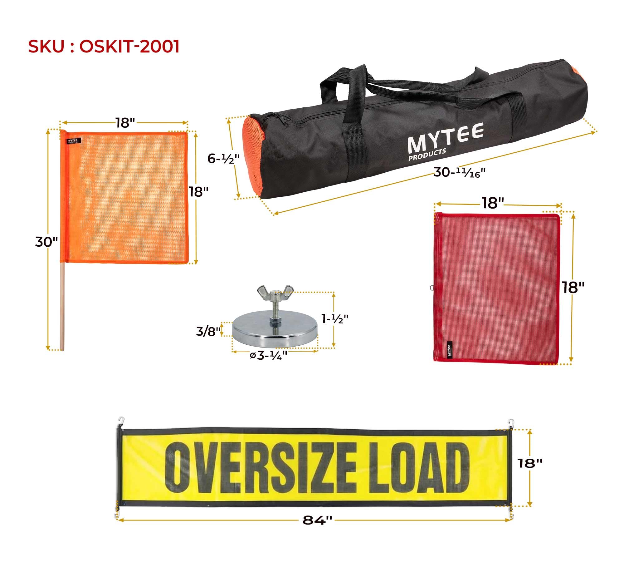 Mytee Products 15 Pcs Magnetic Oversize Load Sign Kit - 2 Mesh Oversized Load Banner, 8 Pcs Mesh Warning Flag w/Wood Dowel & Wire Loop, 1 Bag & 4 Magnetic Flag Holder for Construction, Pedestrian Sign — Amazon image 7
