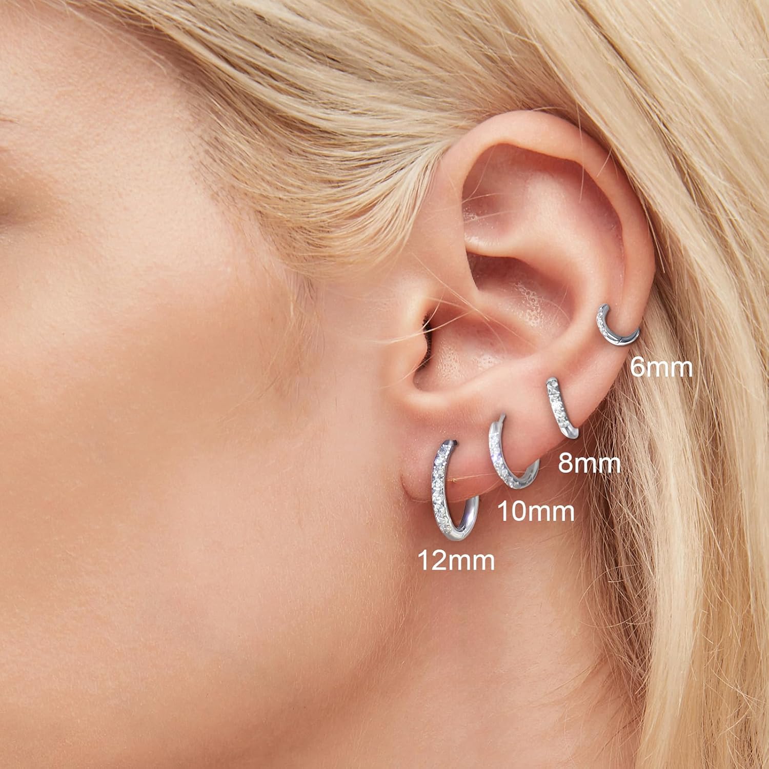 Hademade Small Gold Hoop Earrings for Women: Stainless Ssteel Huggie Earrings with CZ Statement Earrings Hypoallergenic 14k Gold Plated/Silver - Image 4