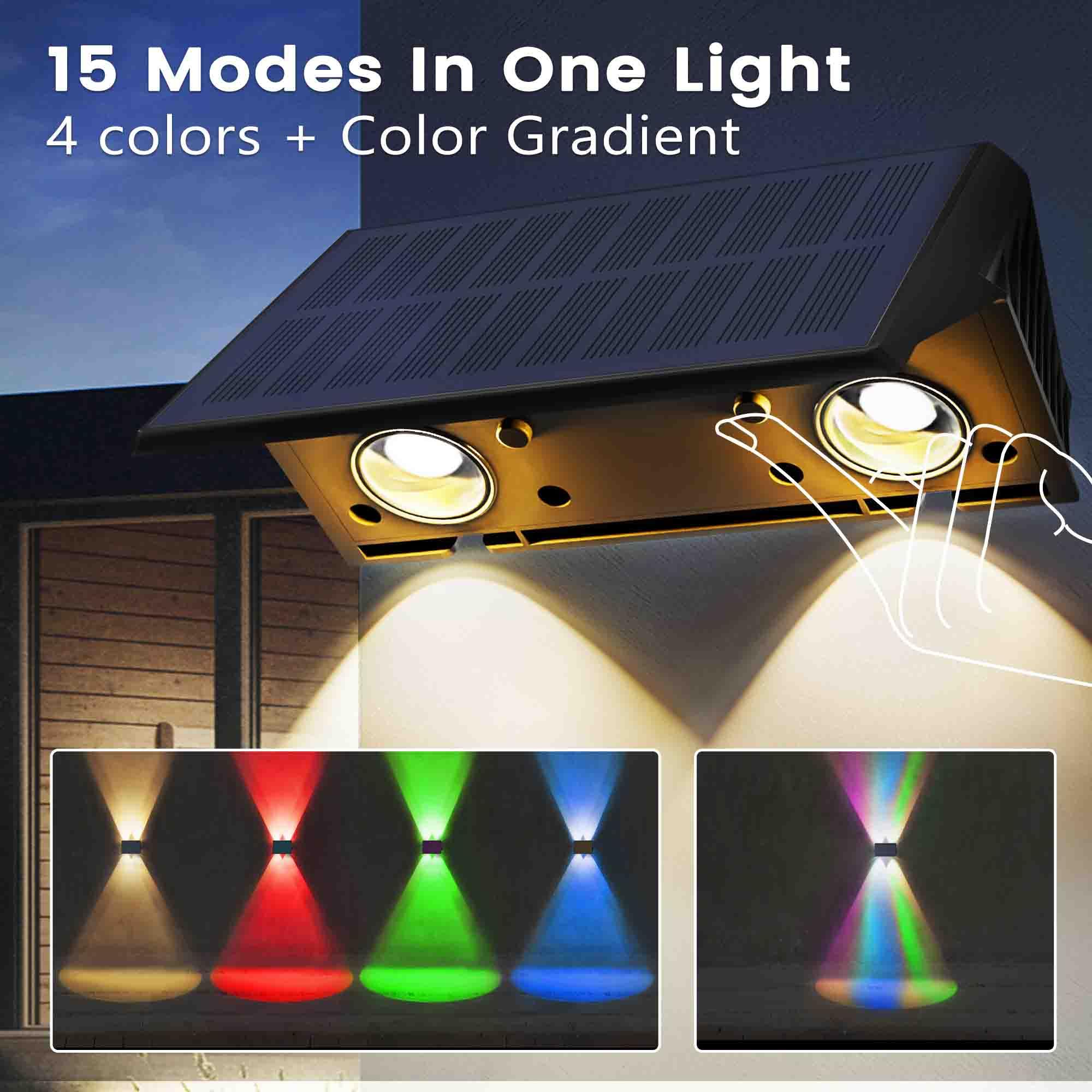 IIRARA Lampada Solare da Esterno di Nuova Generazione 2025 Alto e Basso Luci Solari Esterno Bianco Caldo e RGB Illuminazione per Esterni 100LM Applique da Esterno Solare IP67 per Vialetto 6 Pezzi