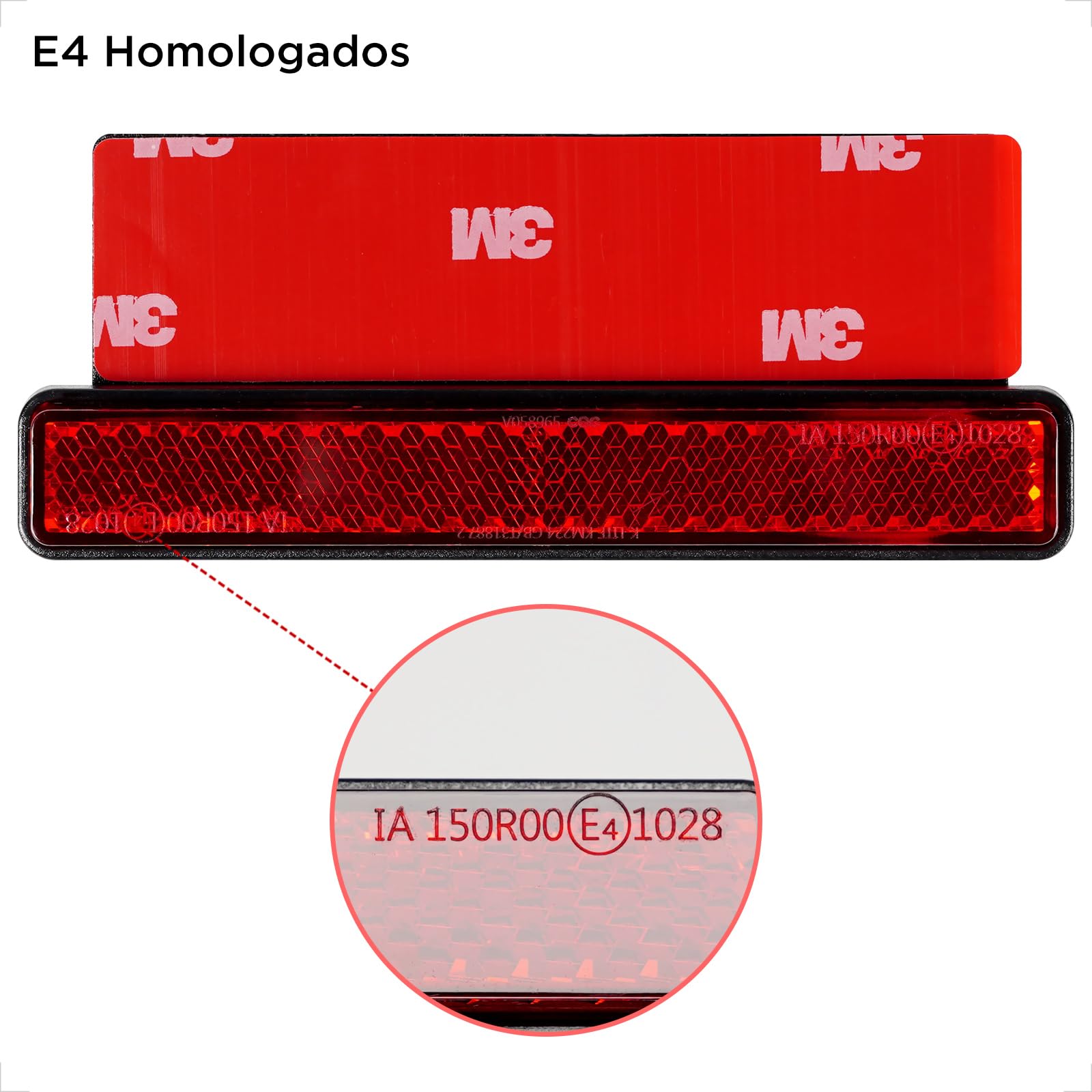 evermotor Catadioptrico Reflector trasero para motocicleta, Homologado E4, 2 piezas reflectoras de ojo de gato en la parte trasera con placa de aluminio autoadhesiva