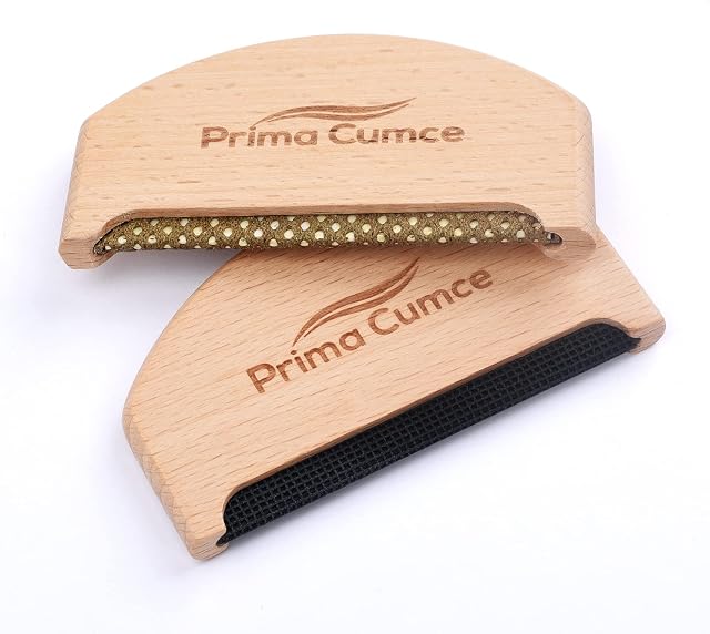 Prima Cumce Cashmere Comb Wooden Comb for Knits, Cashmere and Fine Wool Sweaters Wooden Fabric Shaver Fuzz Remover with Copperhead Manual Portable Depiller for Clothes, Fuzz, Bobbles (2Pcs)