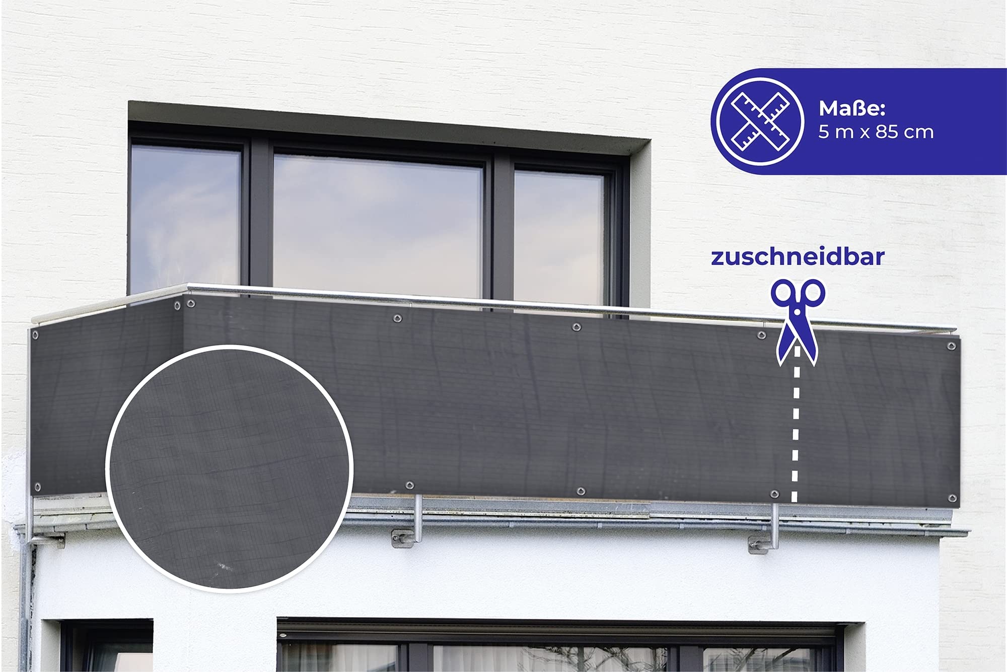 AEREY Balkon Sichtschutz 85x1000cm – Wasserdicht & Blickdicht Für Zaun, Terrasse & Garten, Anthrazit