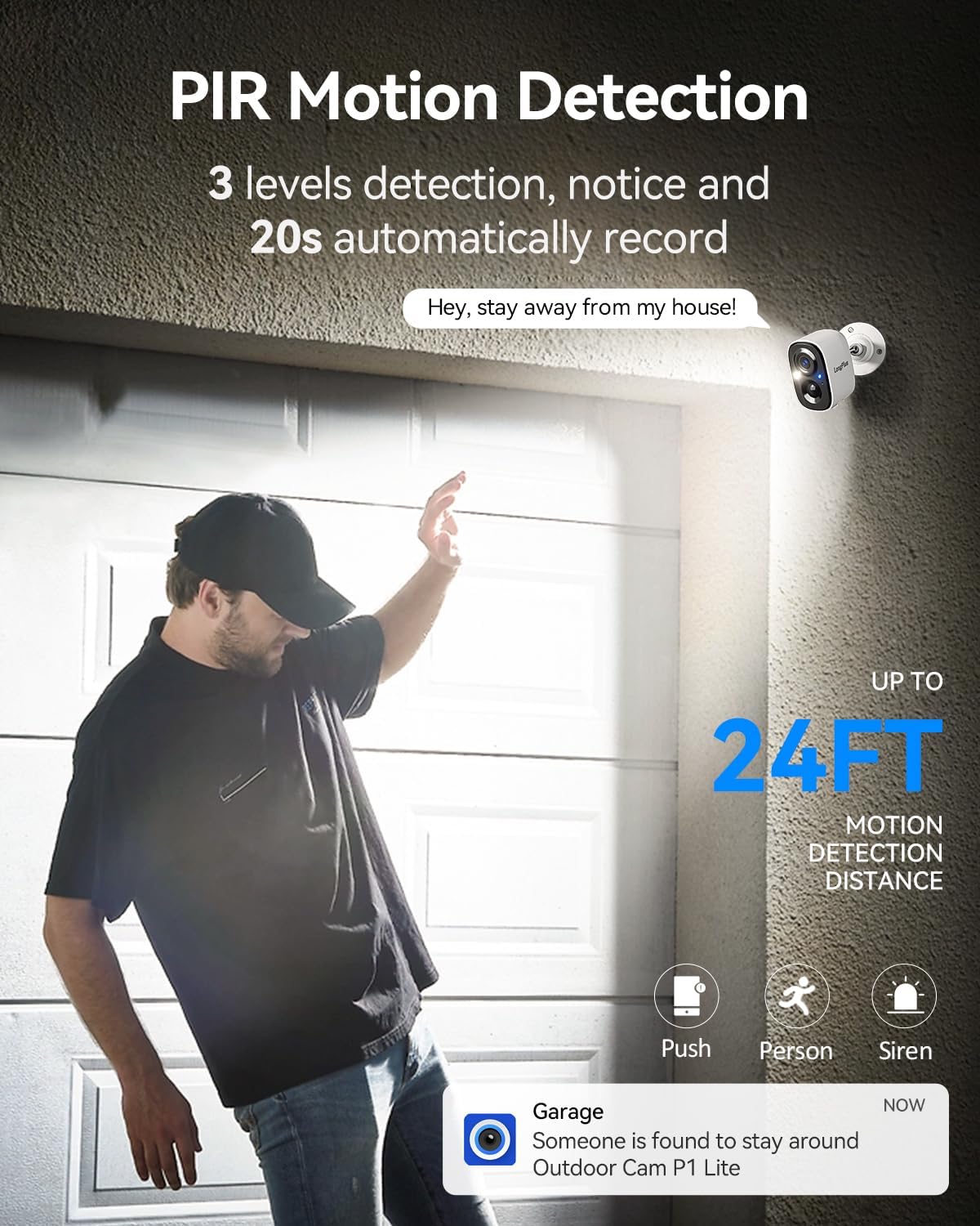 LongPlus 4K 8MP UHD Security Cameras Wireless Outdoor, Battery Smart Camera for Home Security, Support 2.4G/5GHz, 24/7 Recording, Color Night Vision, AI Motion Detection, Two-Way Audio, SD Card/Cloud