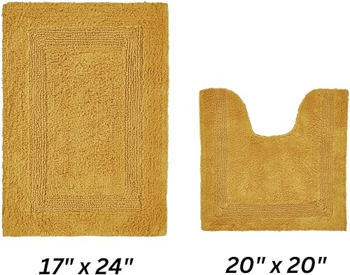 Miniatura 7 de Better Trends Lux Collection - Tapetes de baño 100 % algodón, color arena, acolchonados, reversibles, absorbentes, lavables a máquina, para suelo de