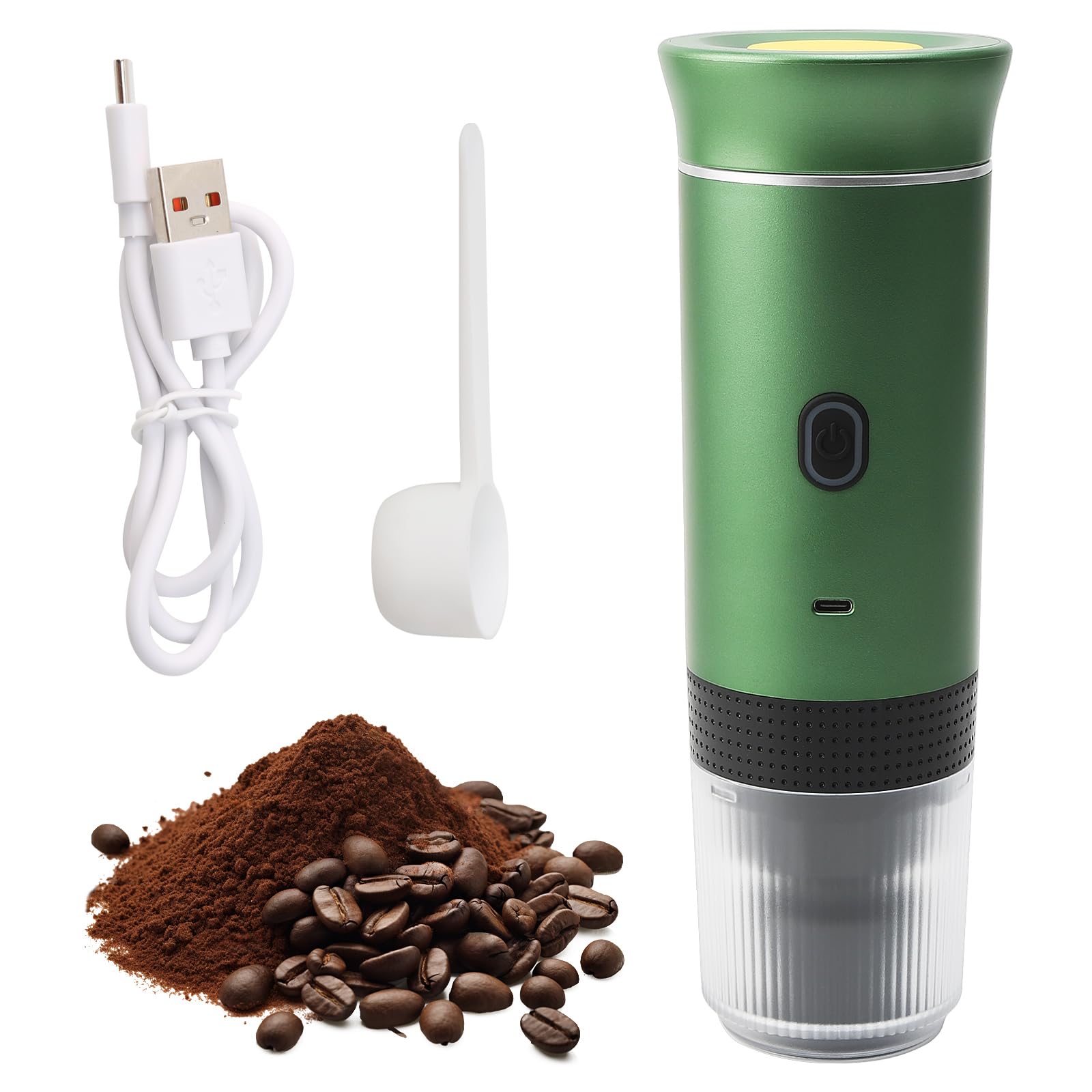 Macchina da caffè portatile a batteria, 12 V Caffettiera Elettrica per auto portatile, compatibile con capsule NS e caffè macinato per campeggio, auto, viaggio, verde (Verde)