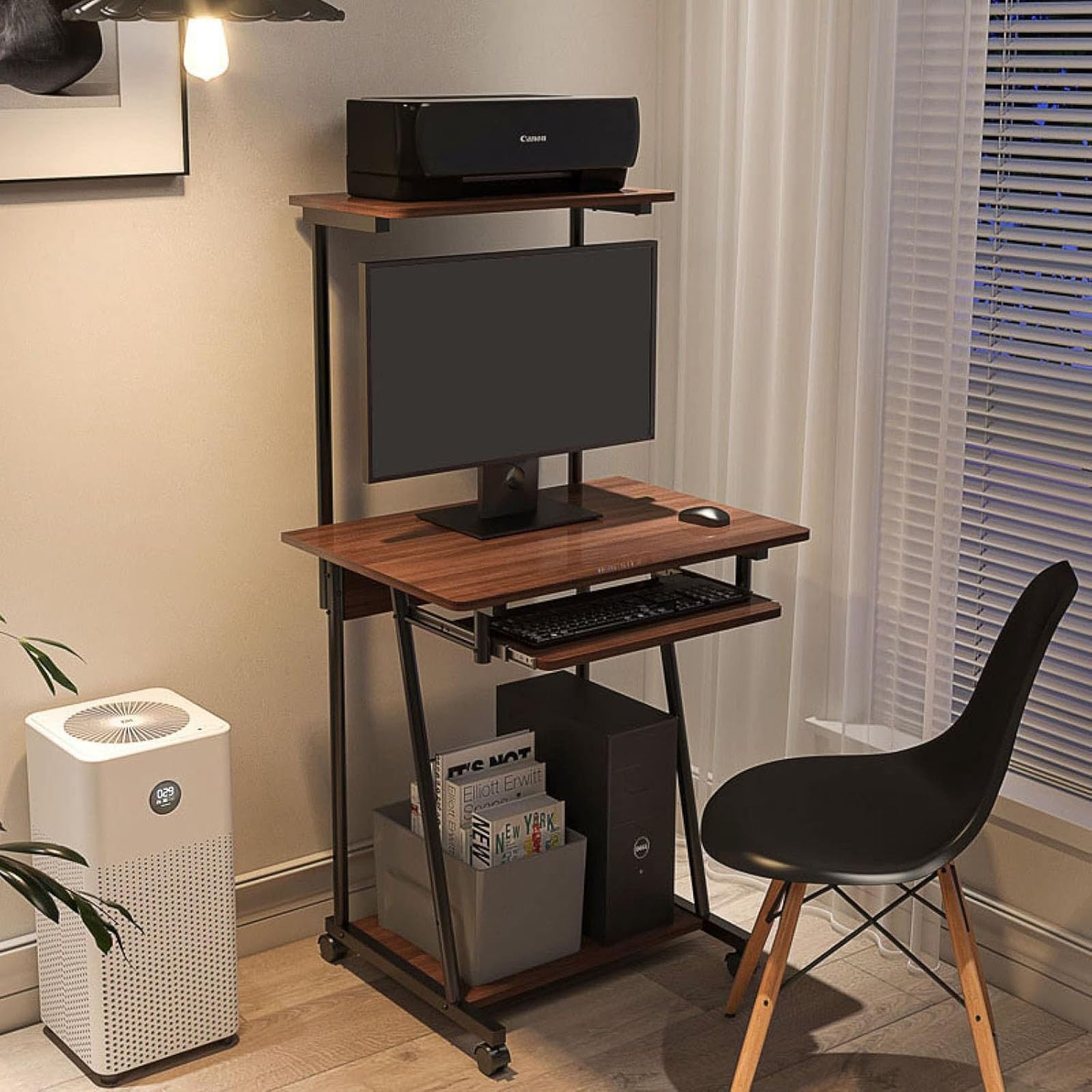 Bureau d'écriture mobile compact table informatique avec rangement intégré