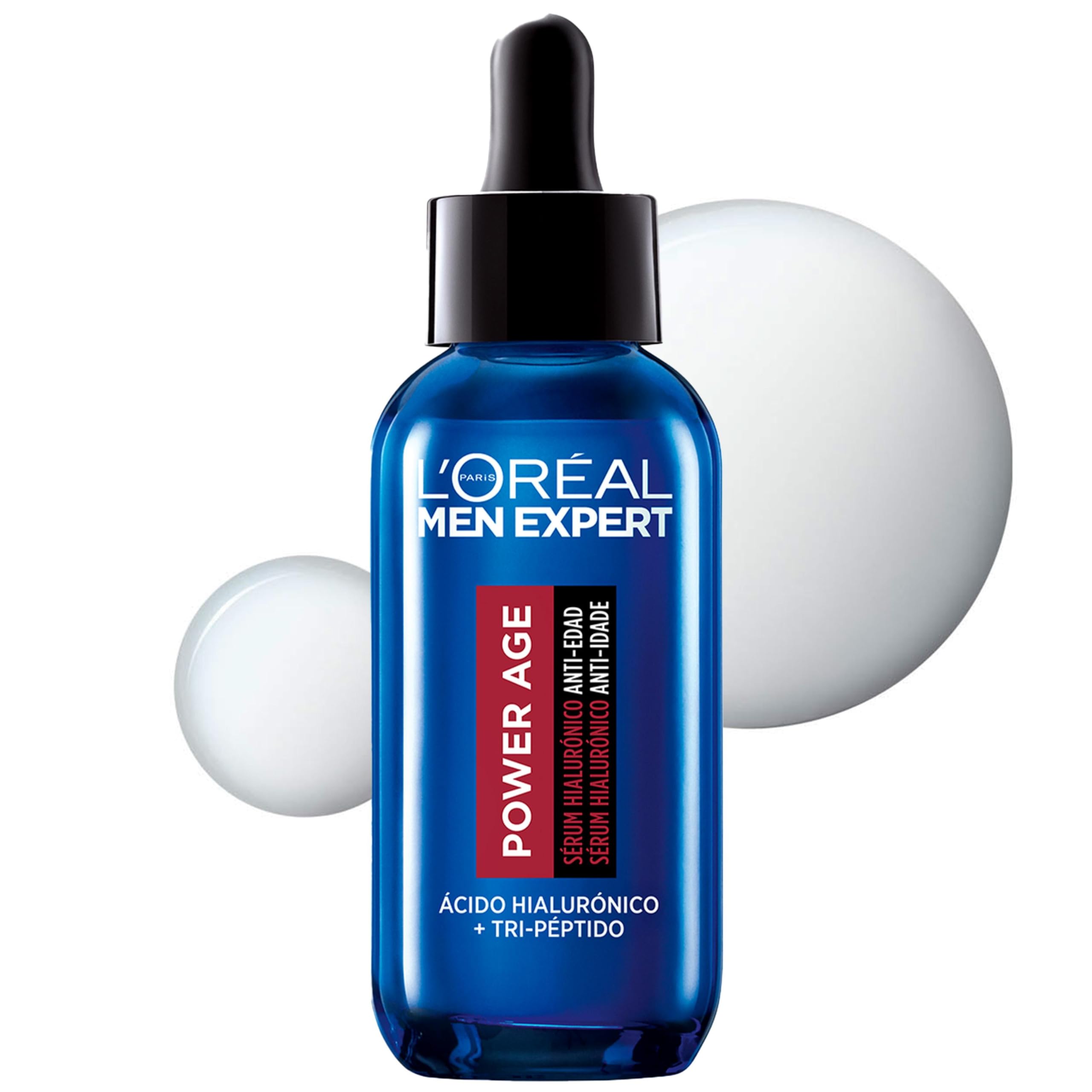 L'Oréal Sérum de Ácido hialurónico para hombre, Para pieles envejecidas, secas y apagadas, Men Expert Power Age, 30ml