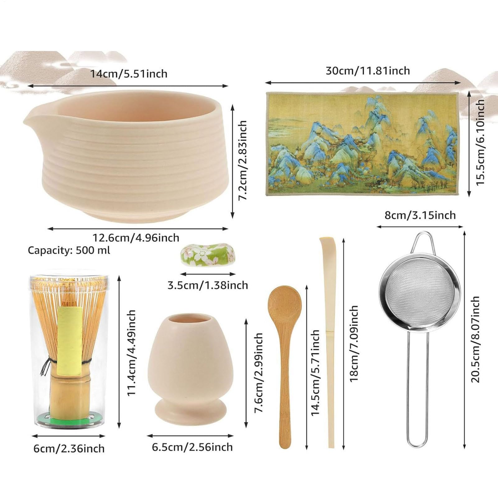 Zestawy Do Matchy 8-Elementowy Zestaw Ceramicznych Miseczek Do Matchy