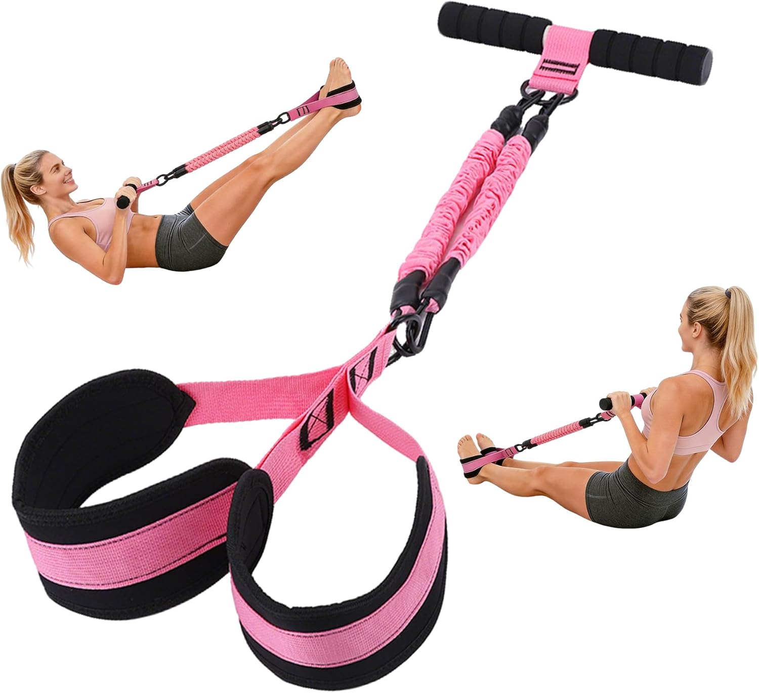 2026 Upgraded Resistance Bands with Pedal & Handles, 30/60LBS Adjustable Foot Pedal Puller, Portable Home Gym for Full Body Workout (Abs, Arms, Legs), Durable Tubes with Nylon Sleeve