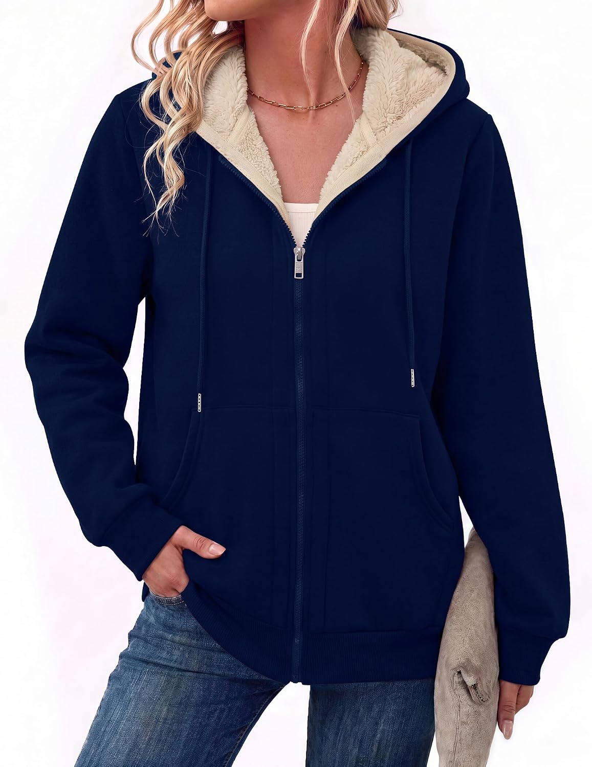 Zeagoo Women Sherpa Fleece Jacket Zip Up Thick Warm Hoodie Fall Winter Coat