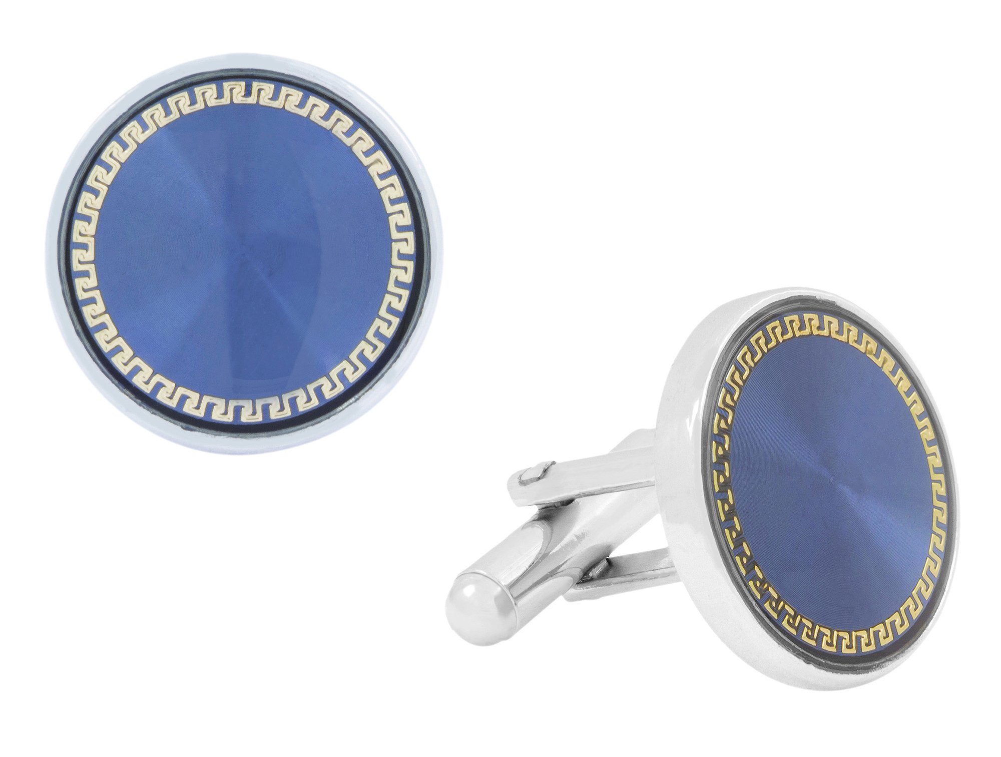 Zivom® Round Blue Gold Rhodium Office Corporate Formal Party French Cufflink Pair Men Shirt Suit Blazer In Gift Box (B017COGTGK) Amazon Price History, Amazon Price Tracker