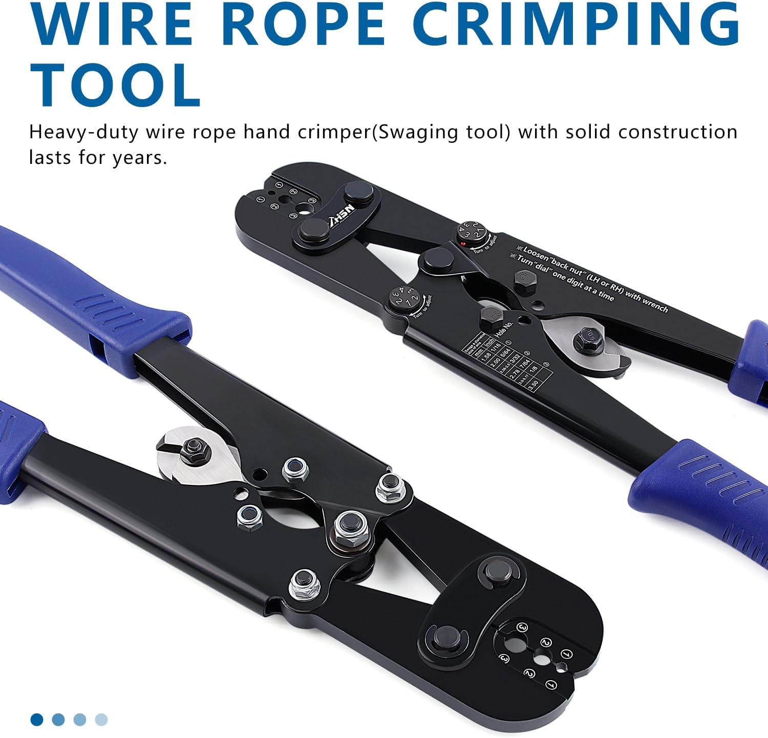 Zhushan Wire Rope Crimper Tool Kit - Wire Rope Crimper Cutter From1/16inch To1/8inch, Comes with 100PCS Aluminum Double Barrel Sleeves、50PCS Ring Set-Suitable for Industry, Ships, Rigging, Lifting