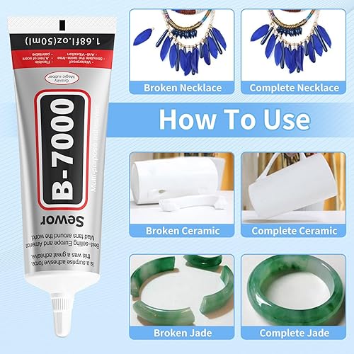 Miniatura 6 de SEWOR B-7000 - Pegamento transparente para manualidades con diamantes de imitación, joyería y cuentas, B7000 - Pegamentos semifluidos de alta